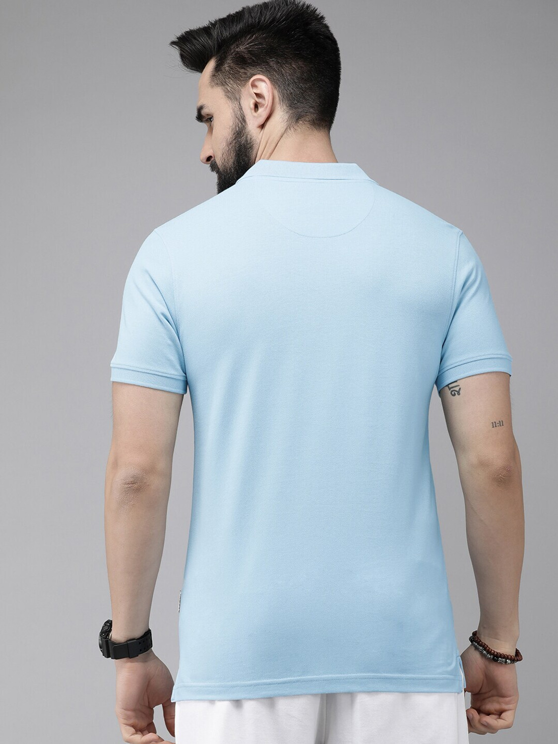 Image of Roadster Solid Men Polo Neck Black T-Shirt