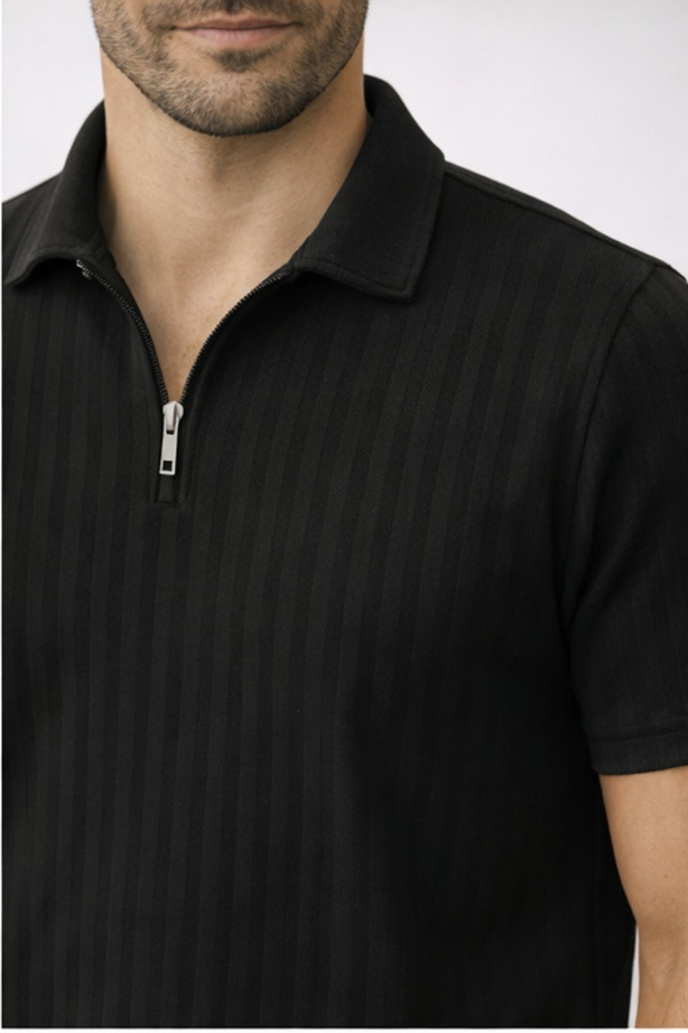 Image of METRONAUT Solid Men Polo Neck Black T-Shirt
