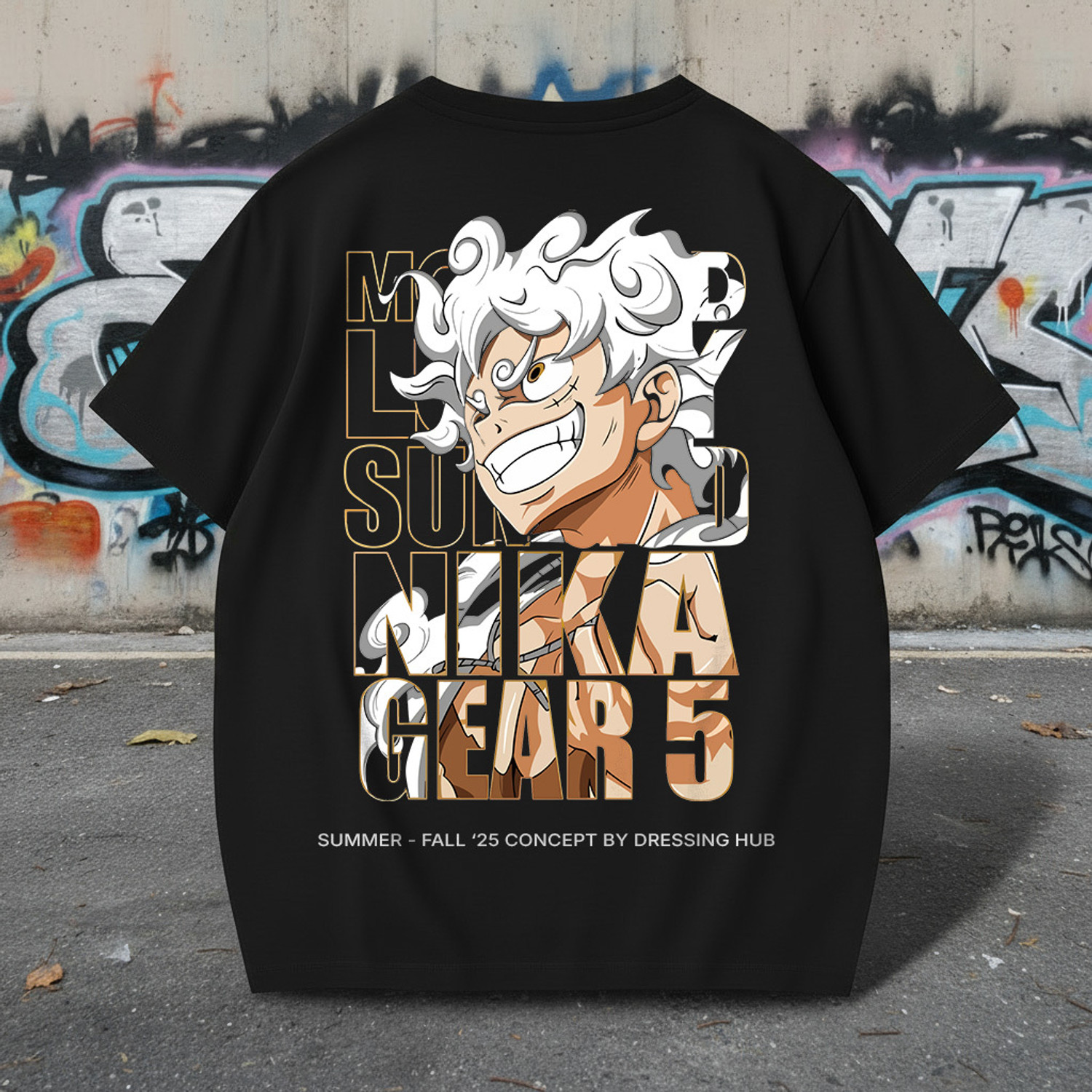 Image of DRESSING HUB Graphic Print Men Round Neck Black T-Shirt