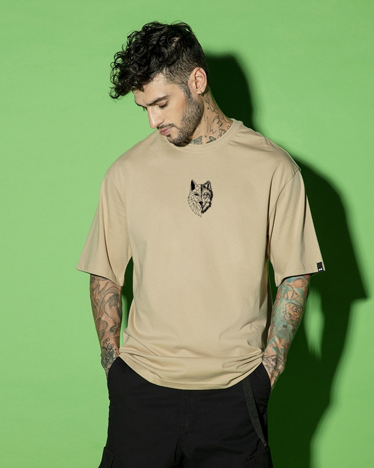 Image of BEWAKOOF Graphic Print Men Crew Neck Brown T-Shirt