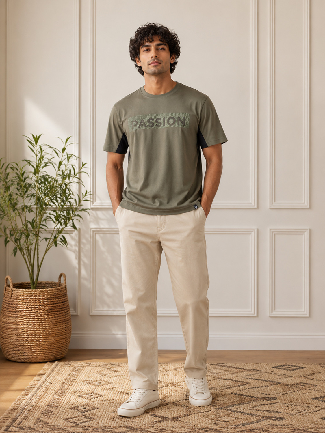 Image of Dollar Typography Men Round Neck Multicolor T-Shirt