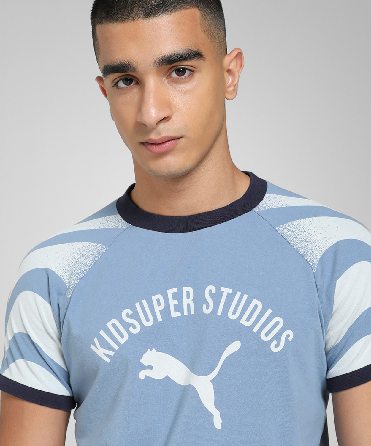 Image of PUMA Printed Men Crew Neck Blue T-Shirt