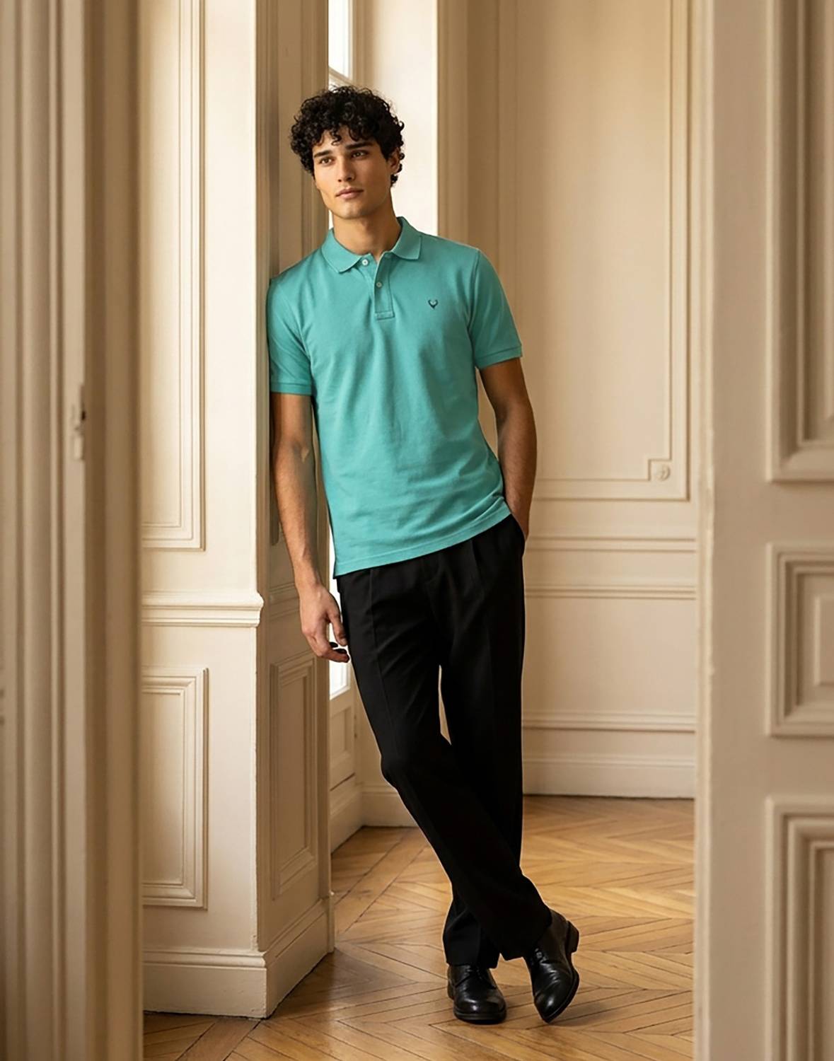 Allen Solly Solid Men Polo Neck Green T-Shirt - Image 4