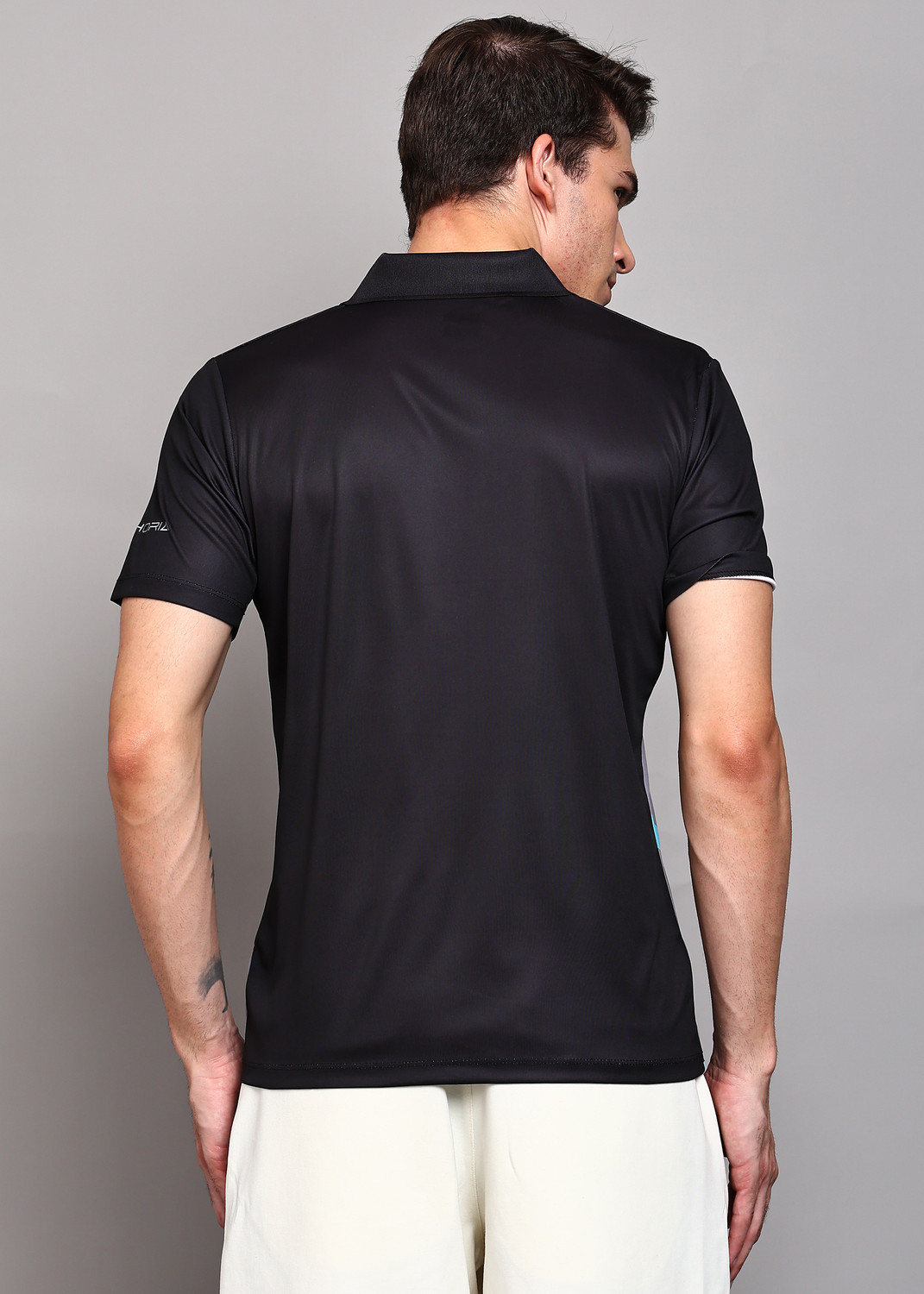 Image of Shiv Naresh Men Printed Polo Neck Polyester Multicolor T-Shirt