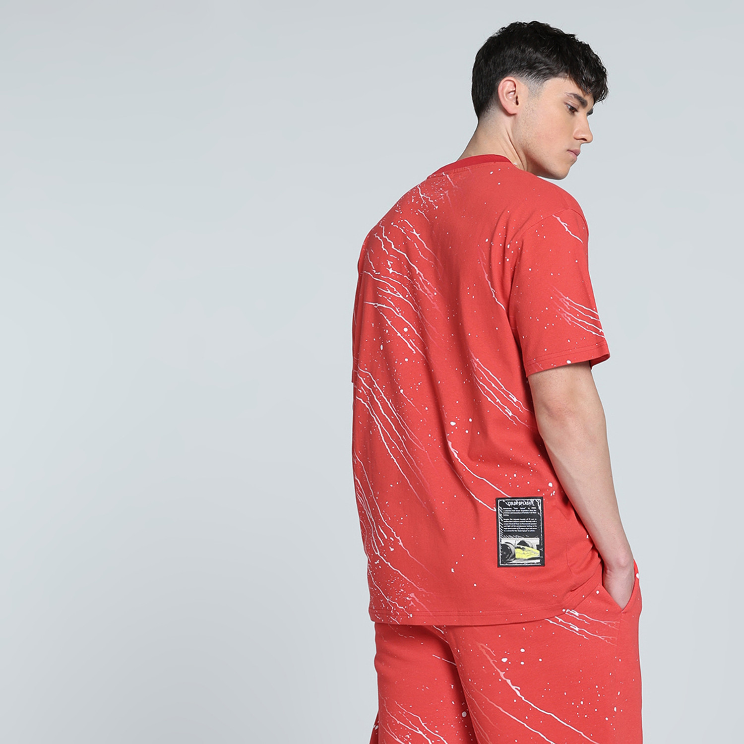 Image of PUMA Printed Men Crew Neck Red T-Shirt