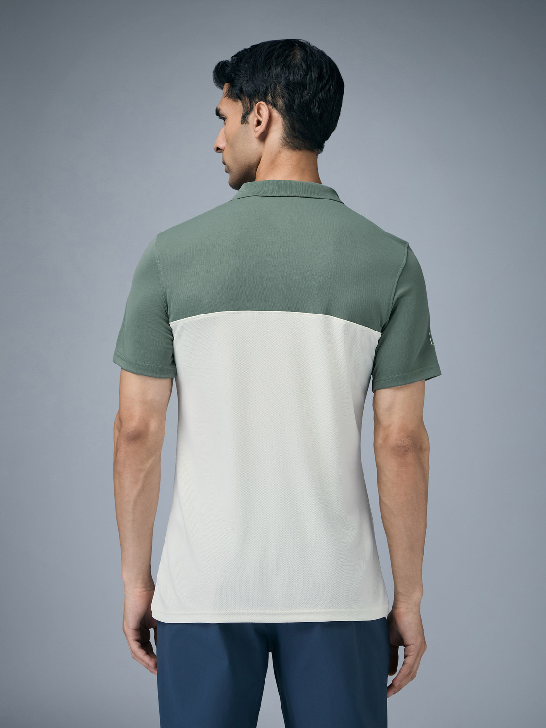 Image of TECHNOSPORT Colorblock Men Polo Neck White T-Shirt