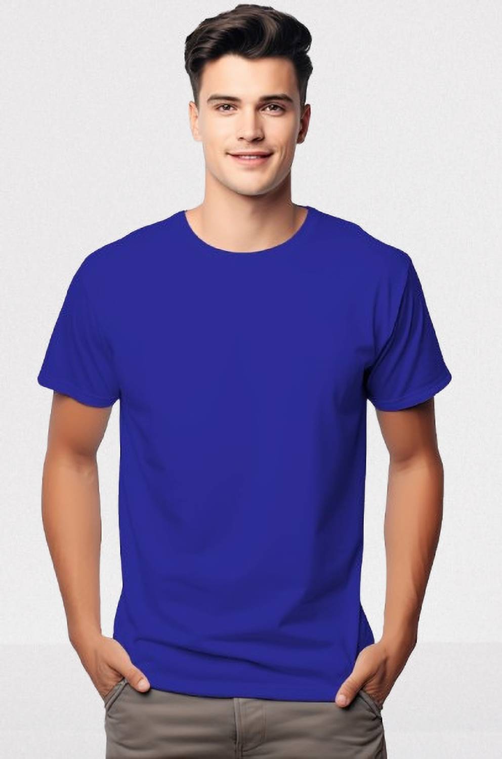 Checks & Squires Solid Men Round Neck Dark Blue T-Shirt