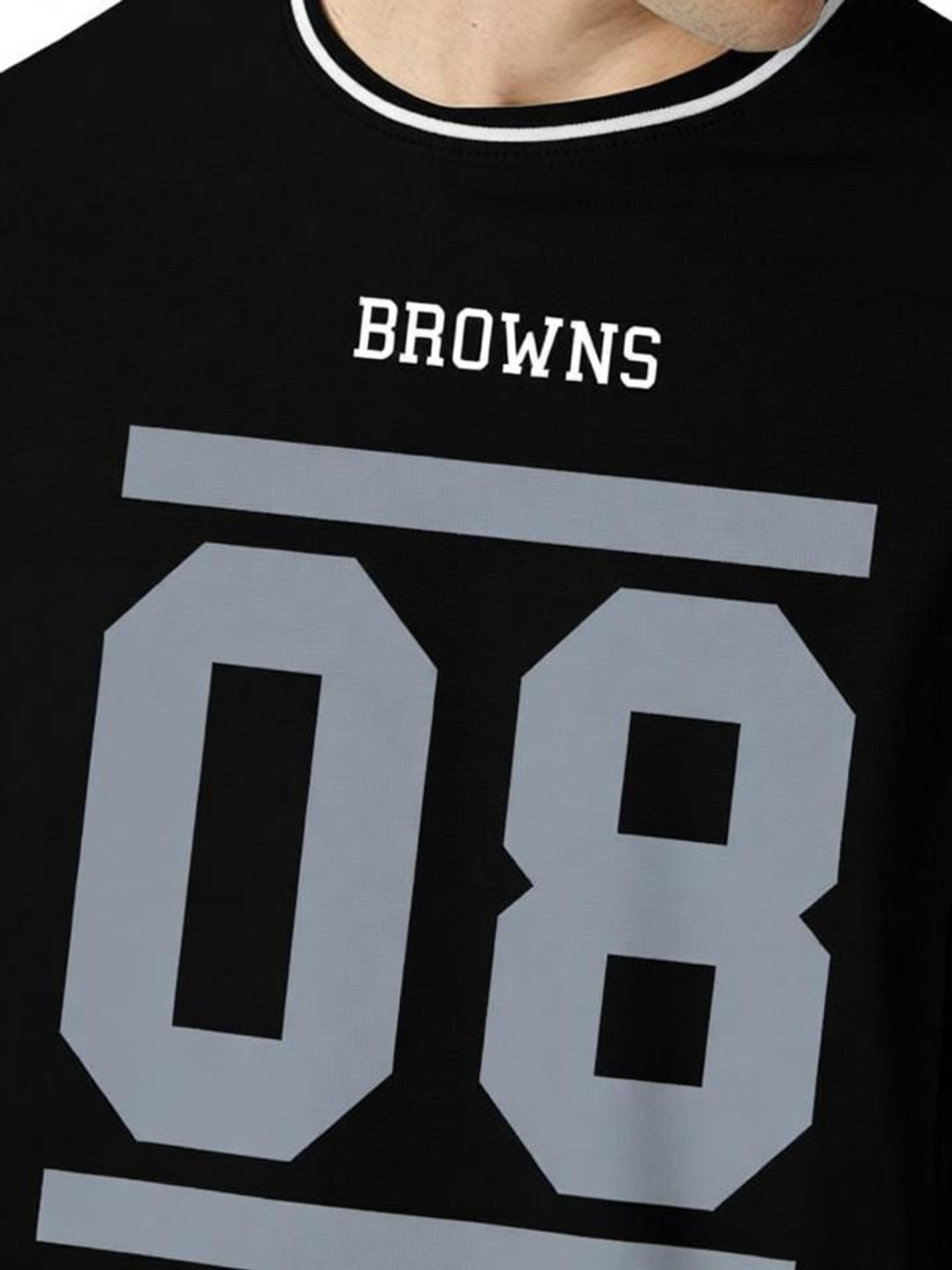 Image of TB Blue Printed Men Round Neck Black T-Shirt