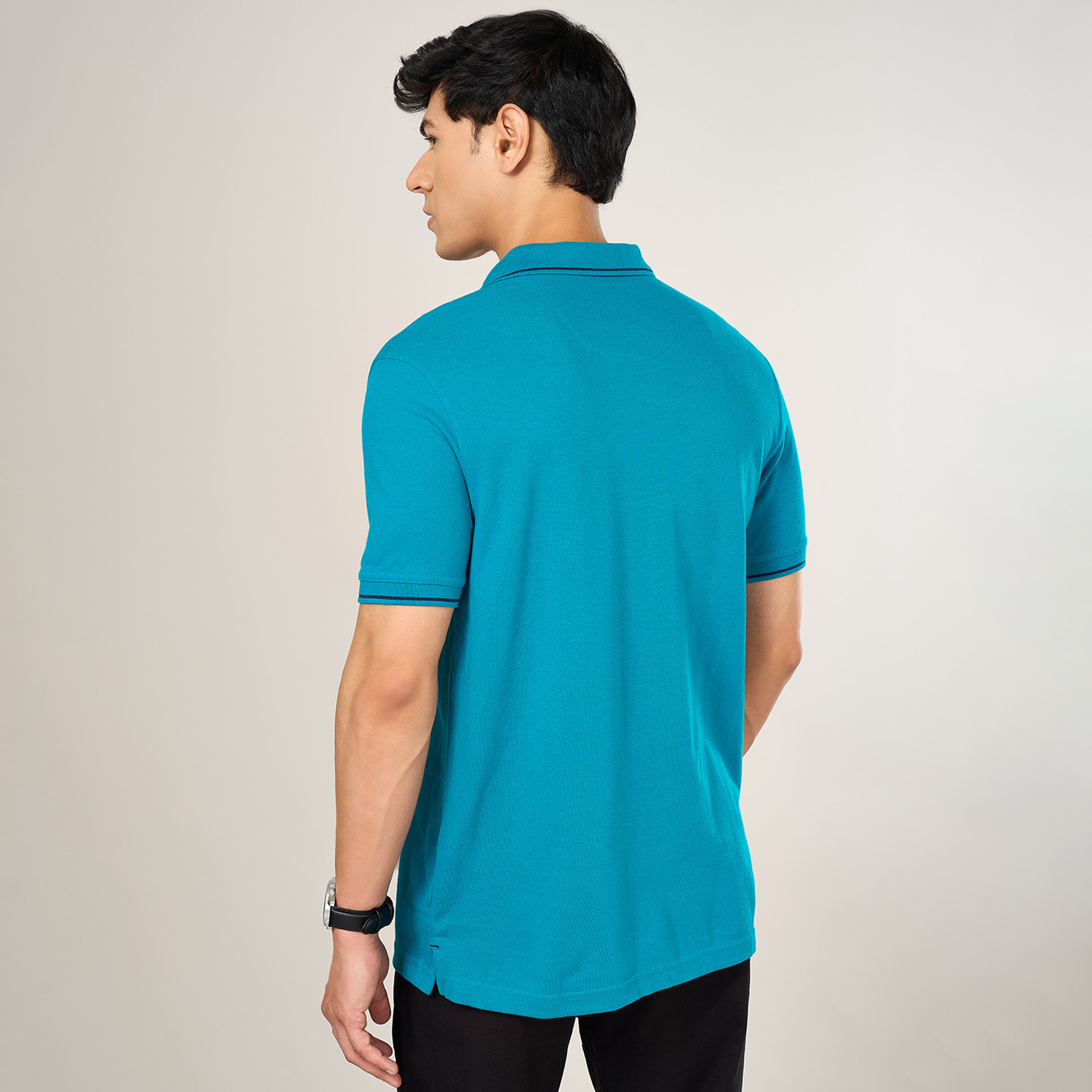 Image of Byford by Pantaloons Solid Men Round Neck Blue T-Shirt