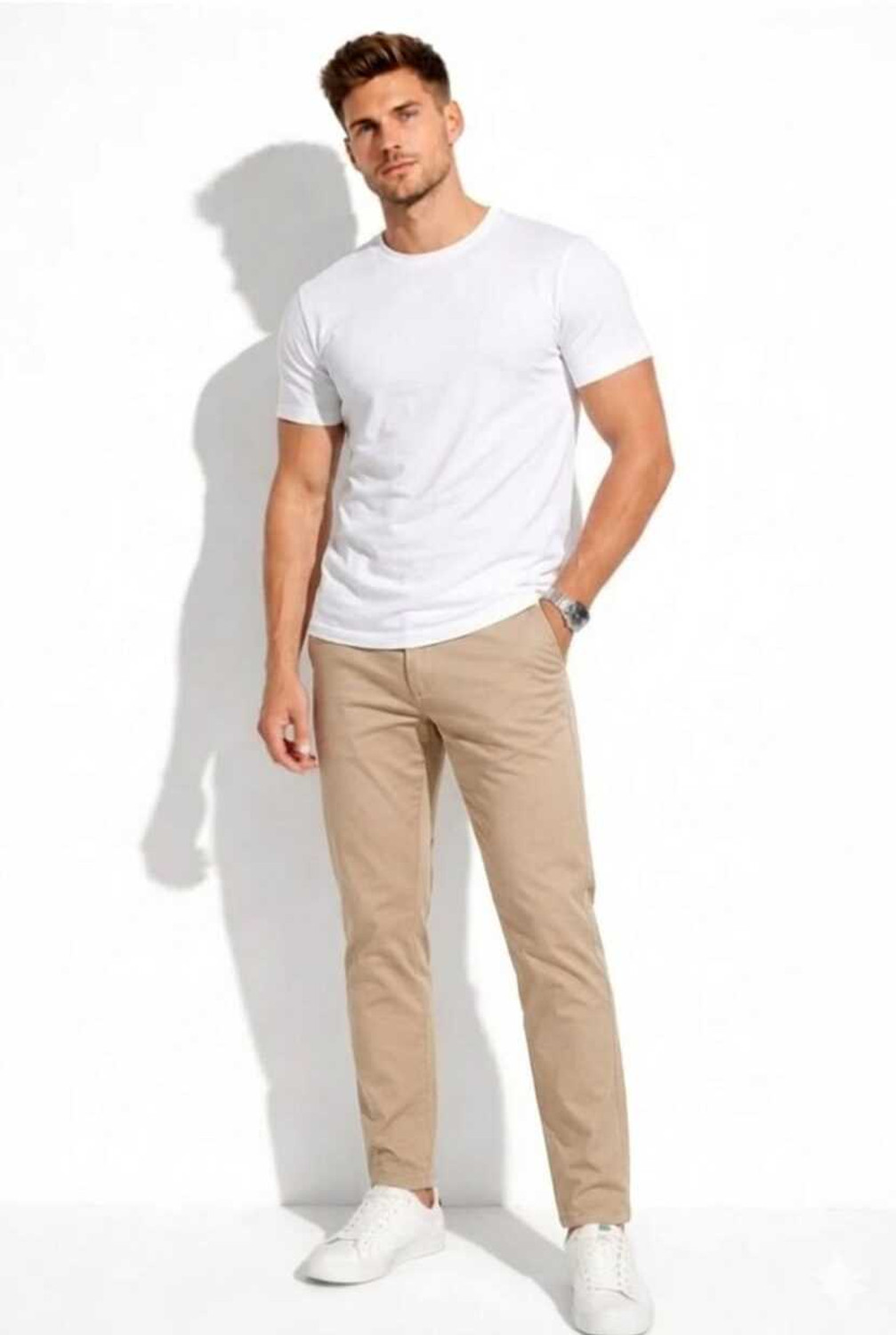 Image of PREMGOODS Solid Men Round Neck White T-Shirt