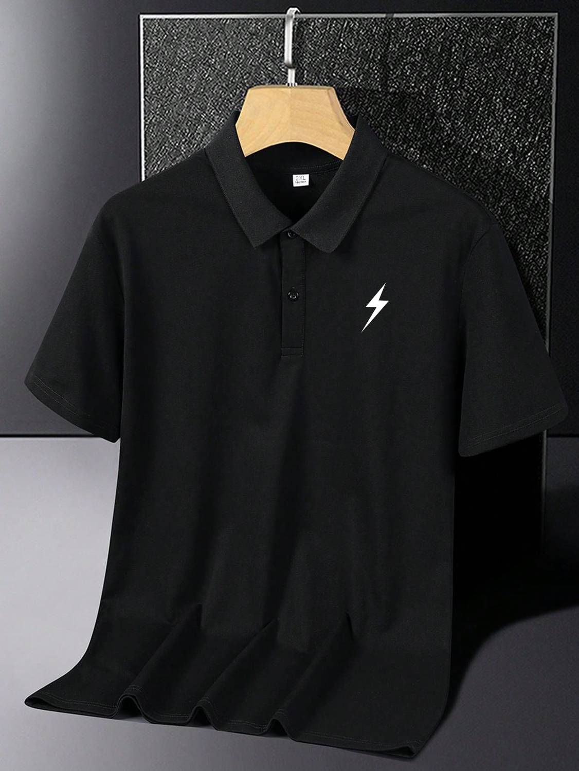 Amaran Printed Men Polo Neck Black T-Shirt