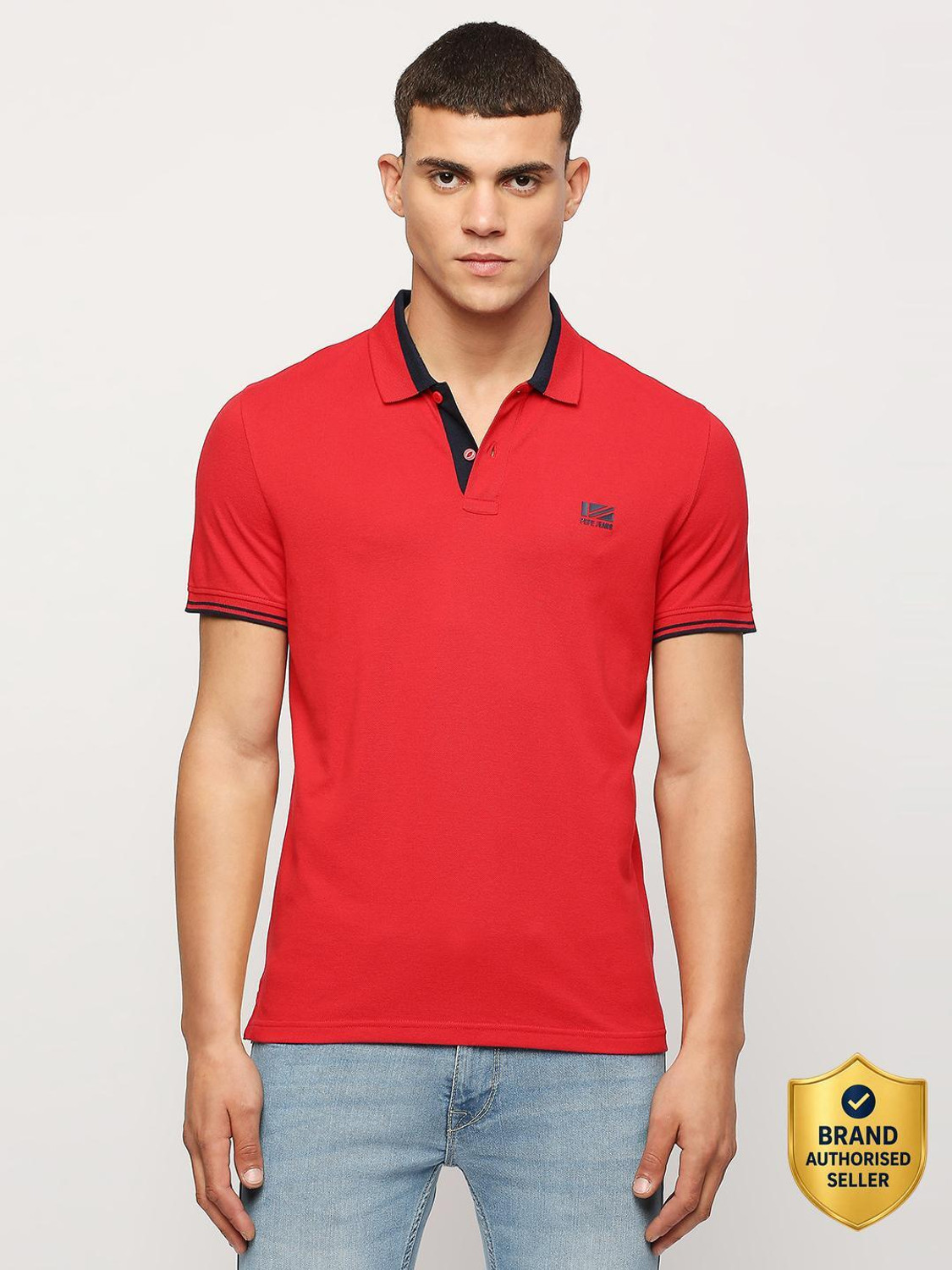 Image of Pepe Jeans Solid Men Polo Neck Red T-Shirt