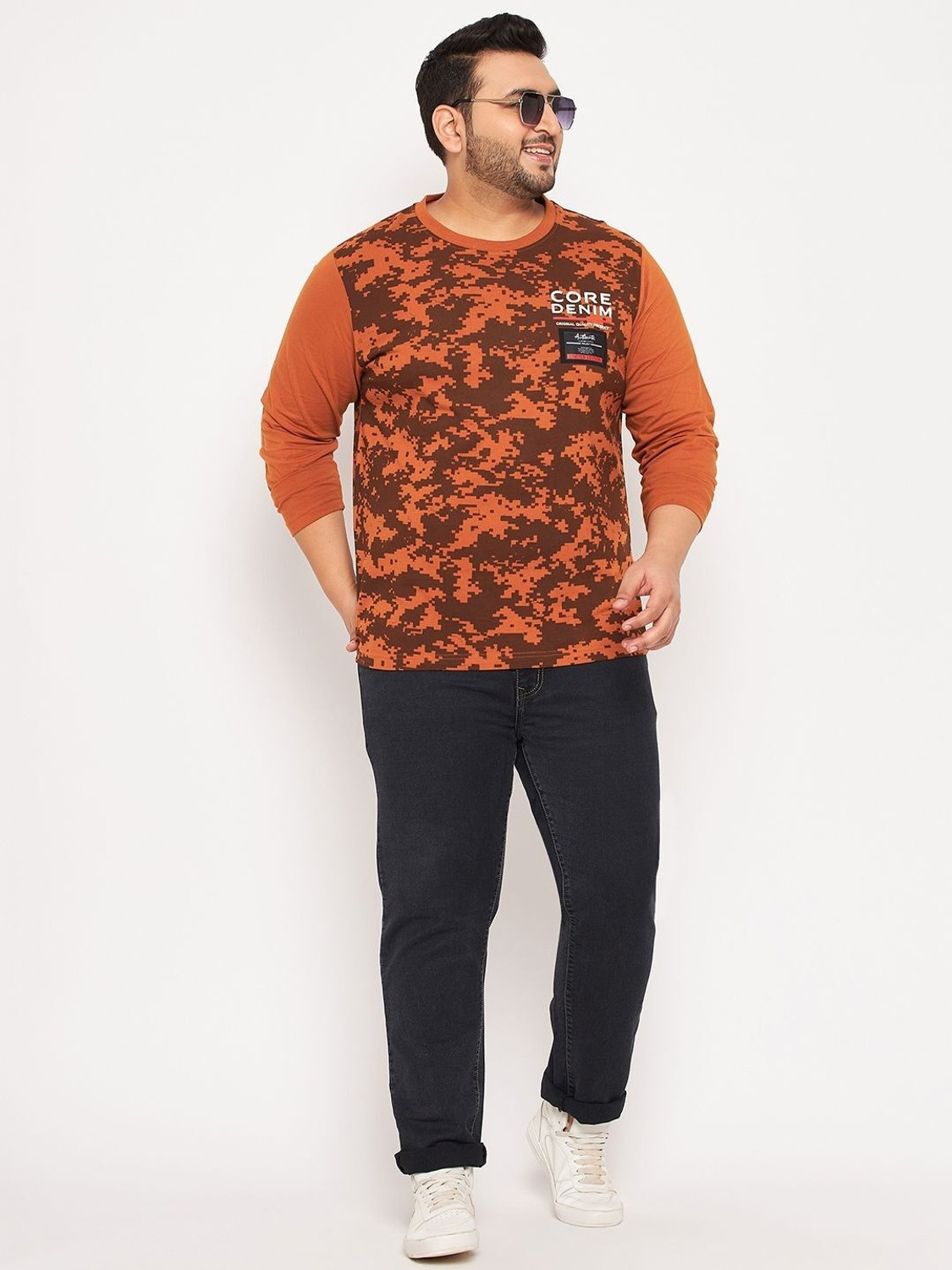 Image of Club York Printed, Typography Men Round Neck Brown T-Shirt