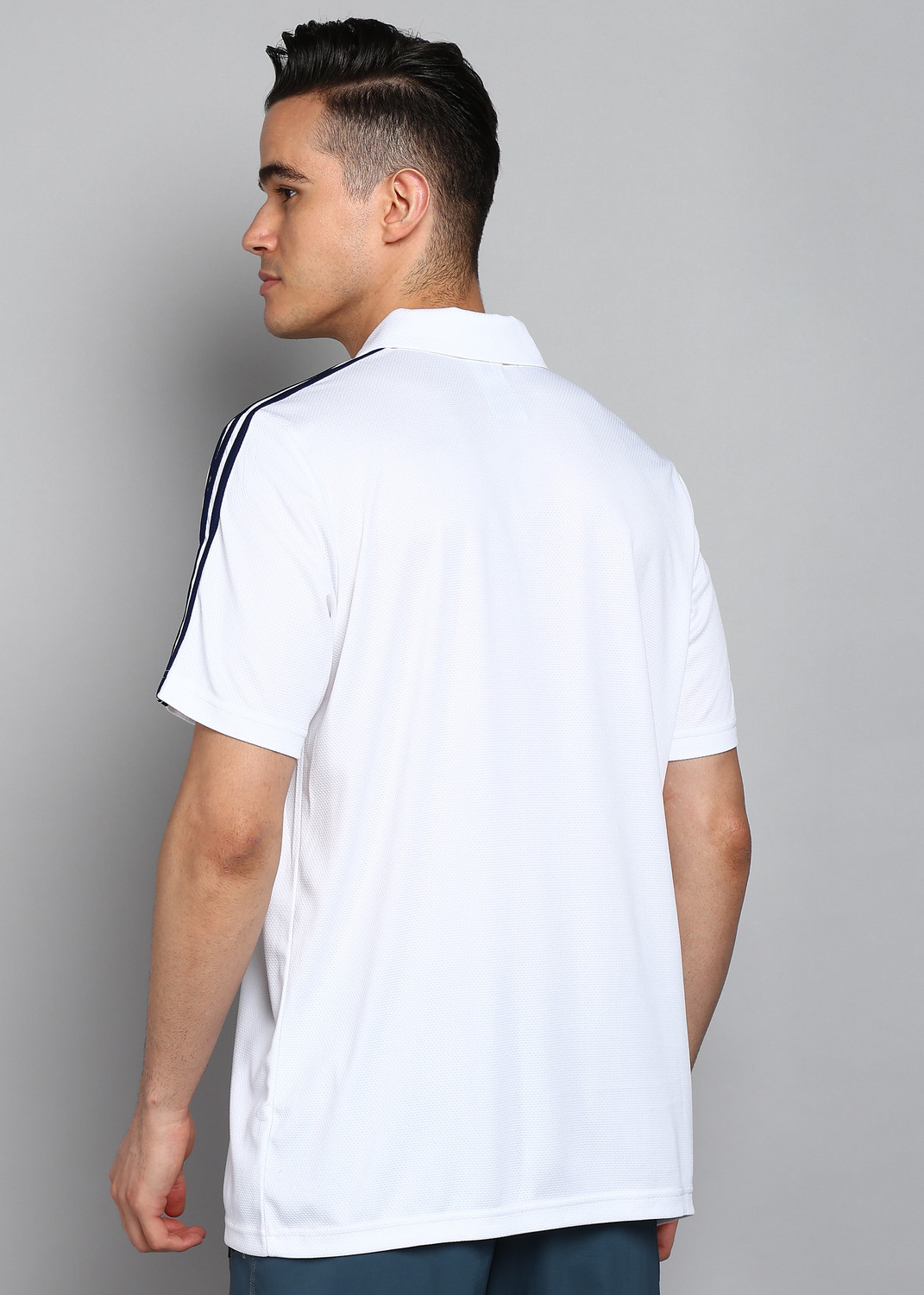 Image of ADIDAS Self Design Men Polo Neck White T-Shirt