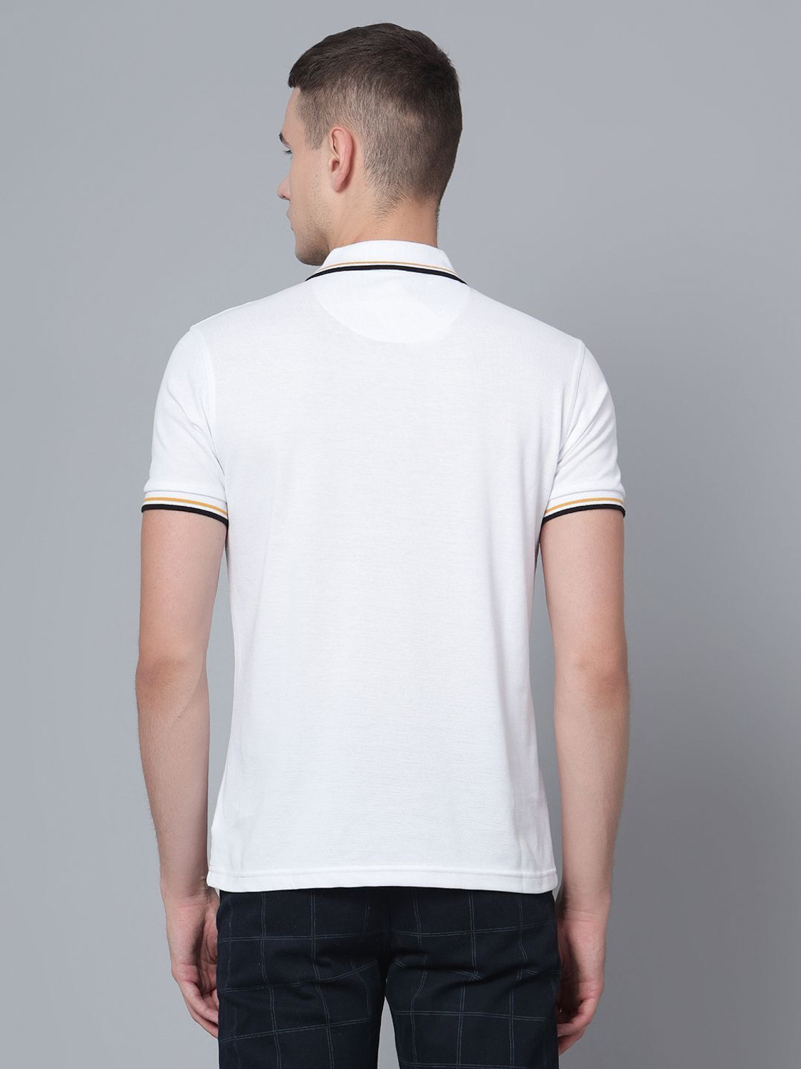 Image of CANTABIL Solid Men Polo Neck White T-Shirt