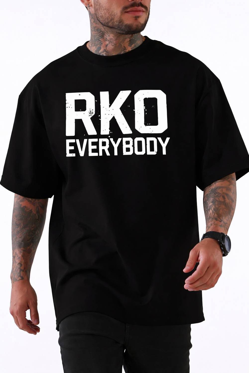 BXF Printed Men Round Neck Black T-Shirt