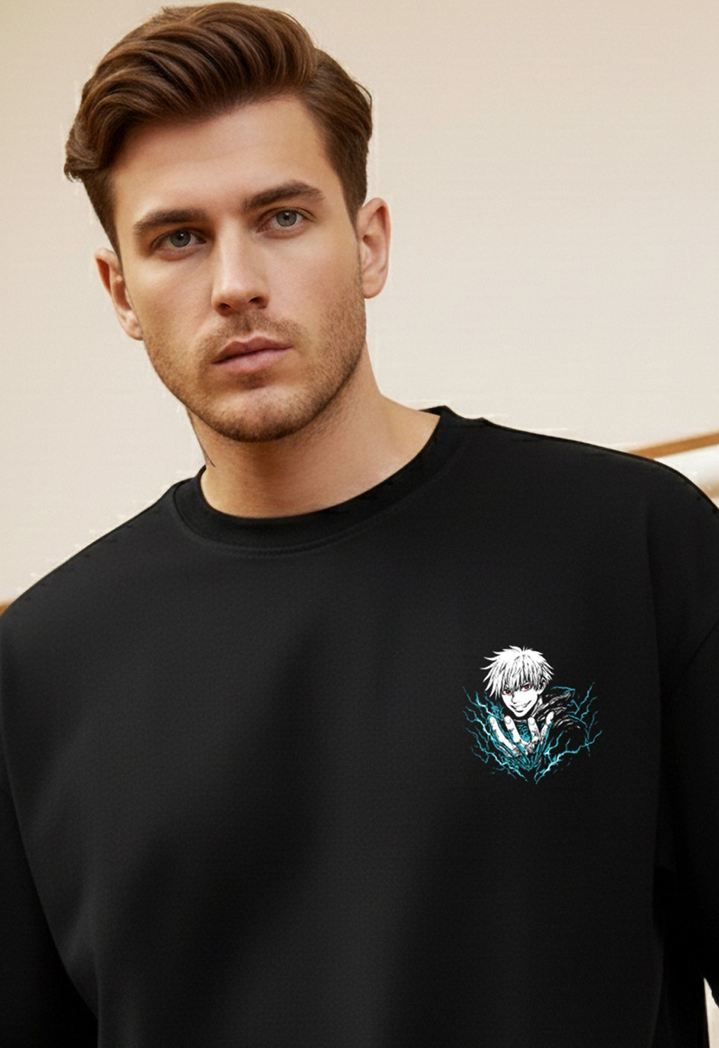 Image of TRIPR Printed Men Round Neck Black T-Shirt