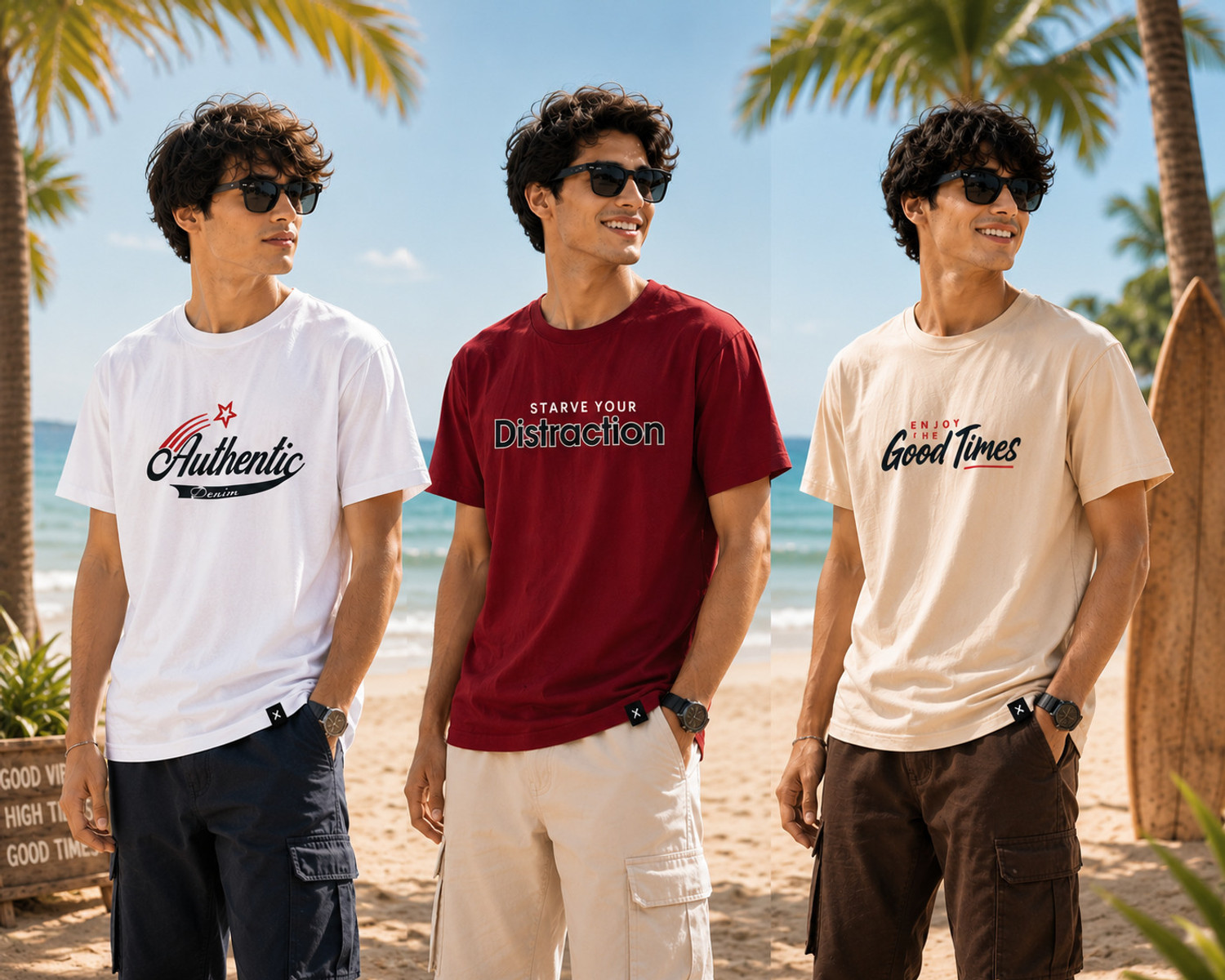 Image of Palexo Printed Men Round Neck Multicolor T-Shirt