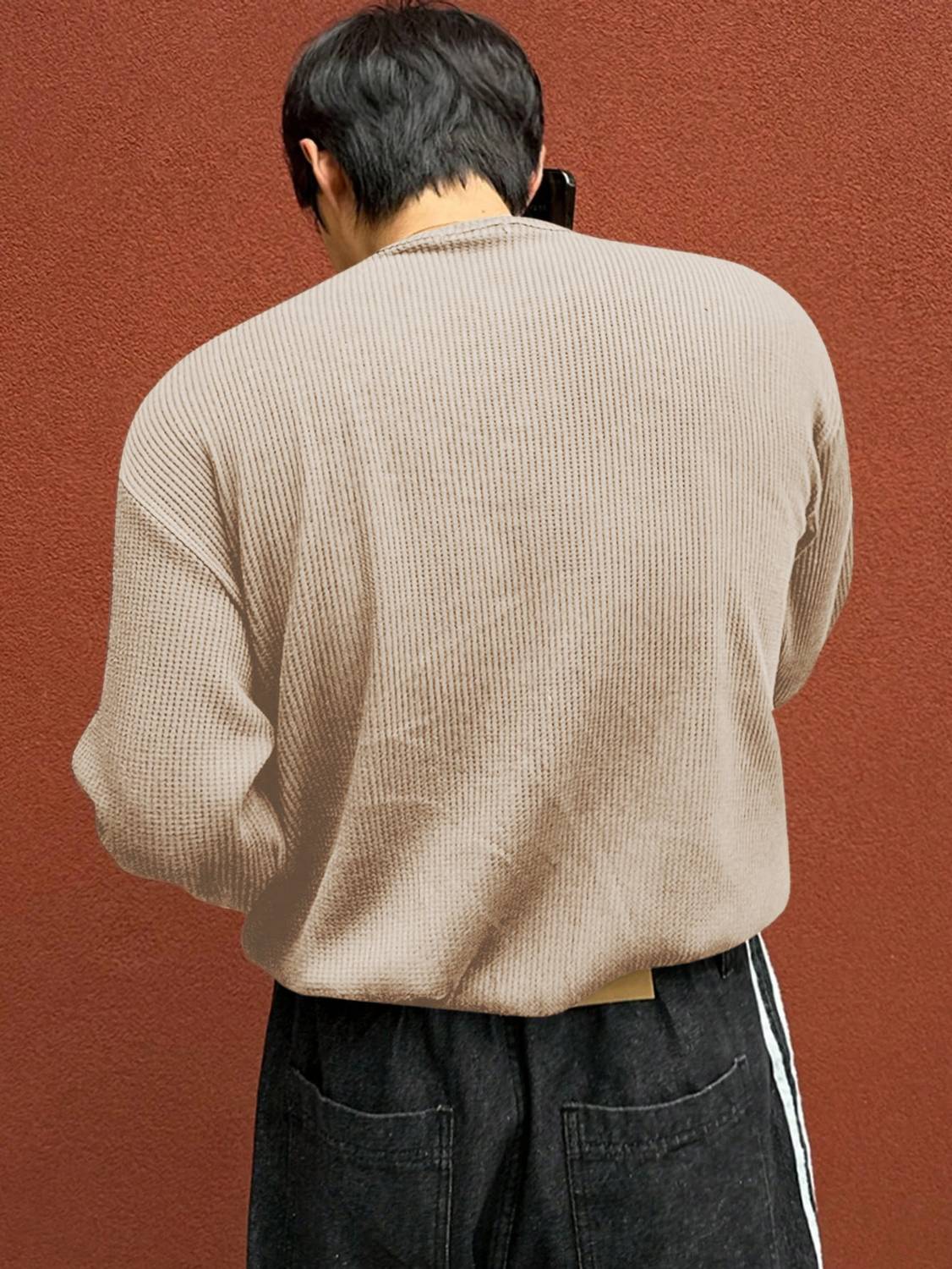 HOODLER Men Beige Round Neck T-Shirt - Image 3