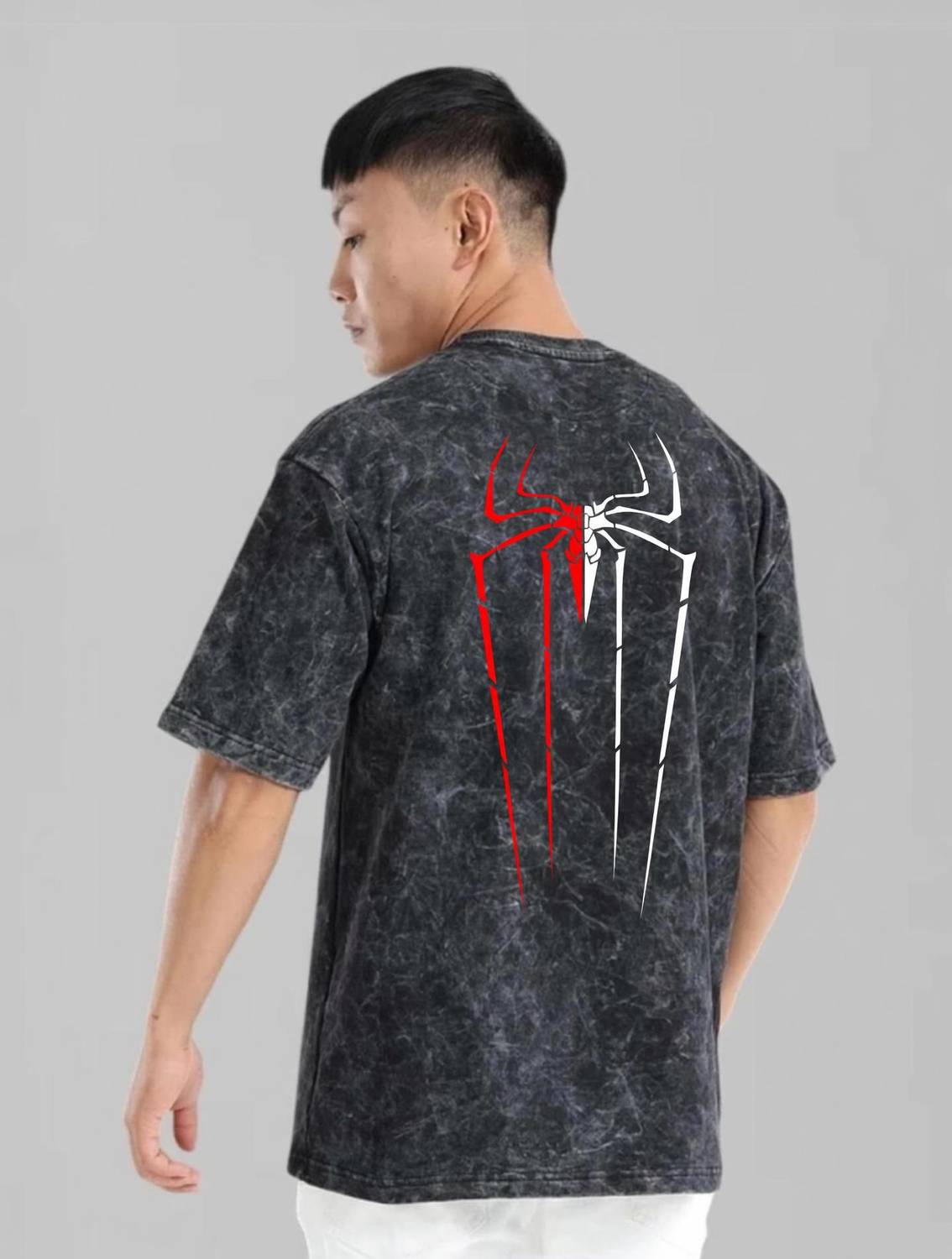 Hoffbuddy Men Black Tie-Dye Crew Neck T-Shirt