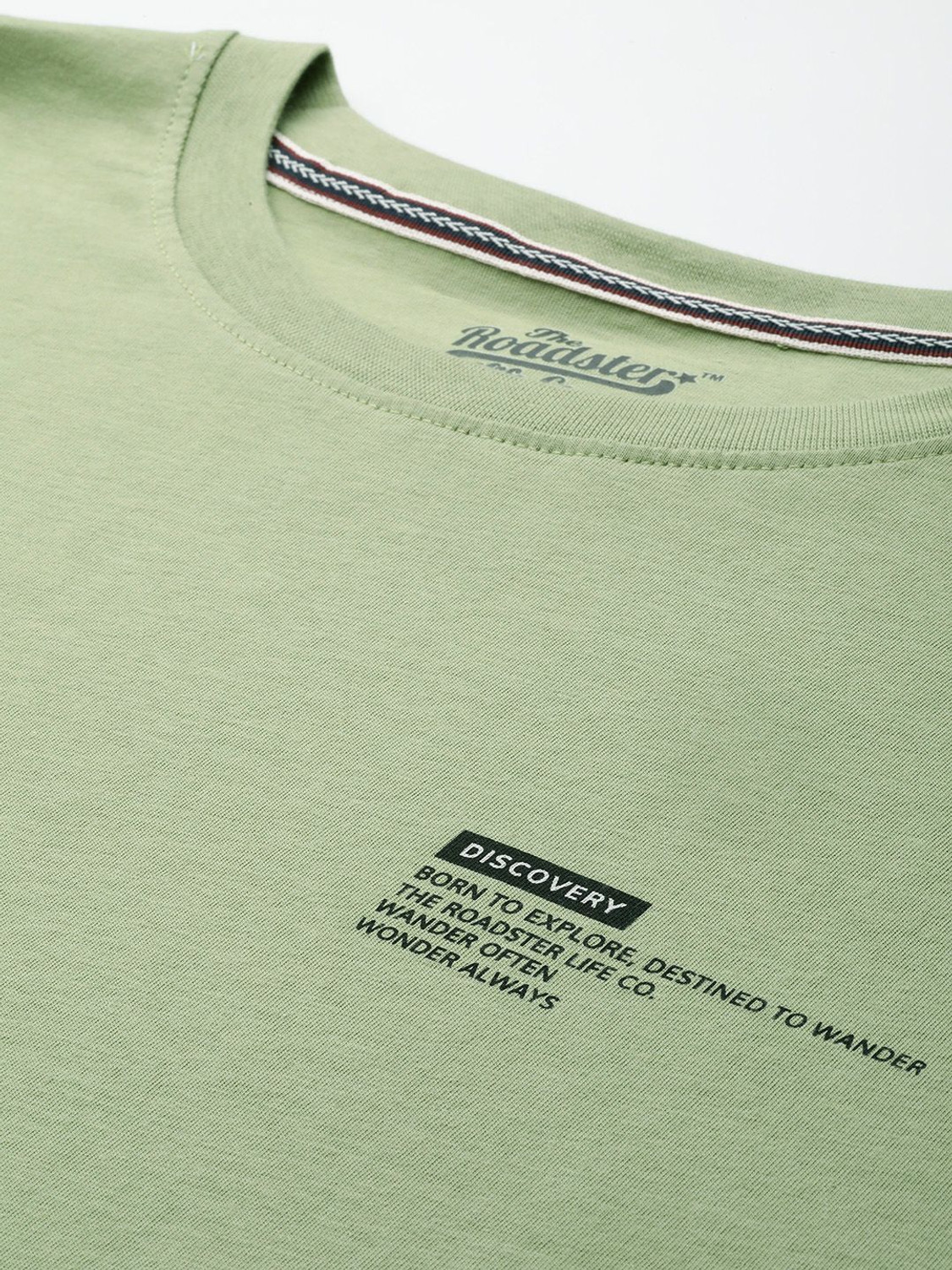 Image of Roadster Solid Men Round Neck Green T-Shirt
