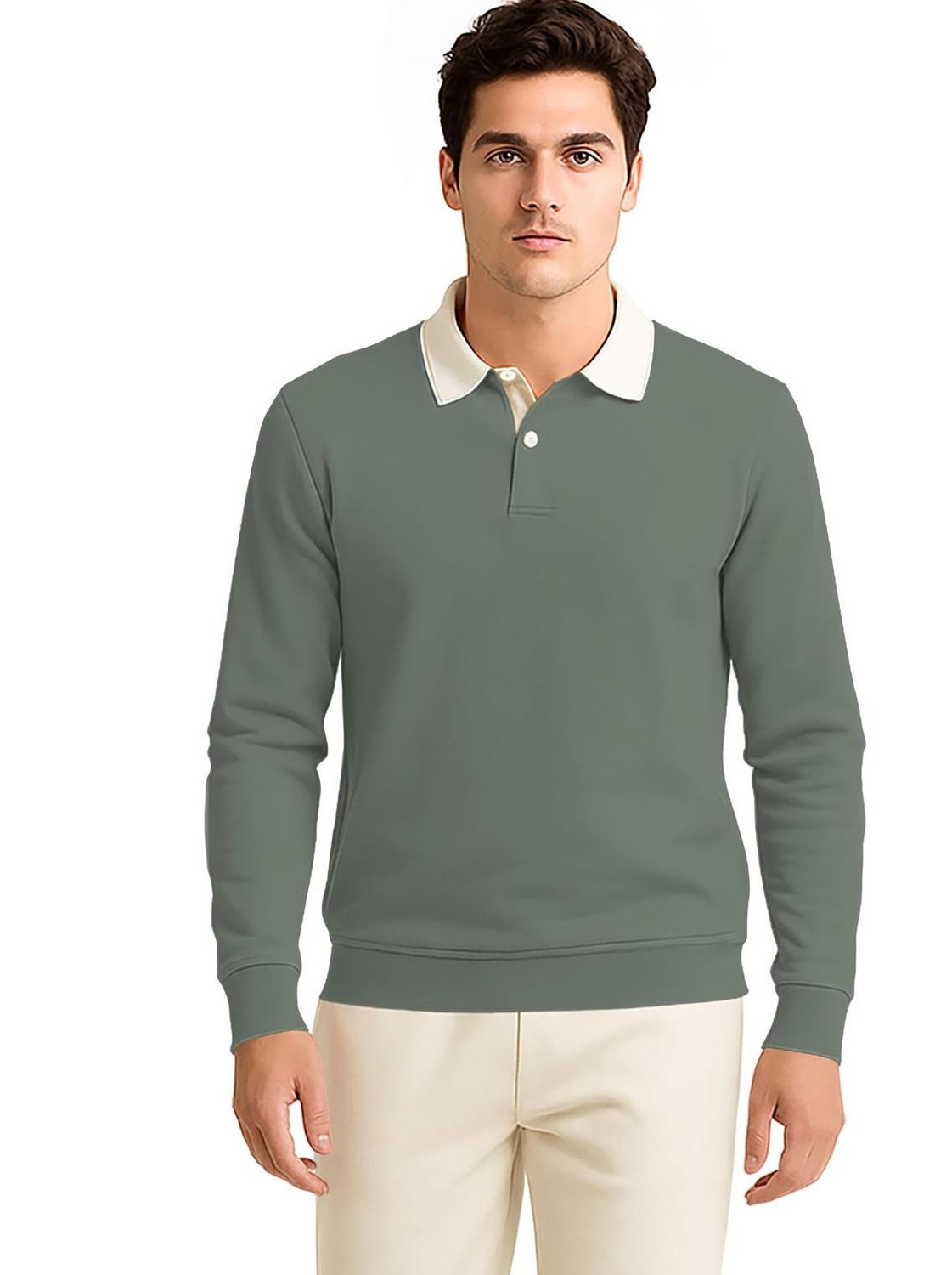 Image of Bullmer Solid Men Polo Neck Dark Green T-Shirt