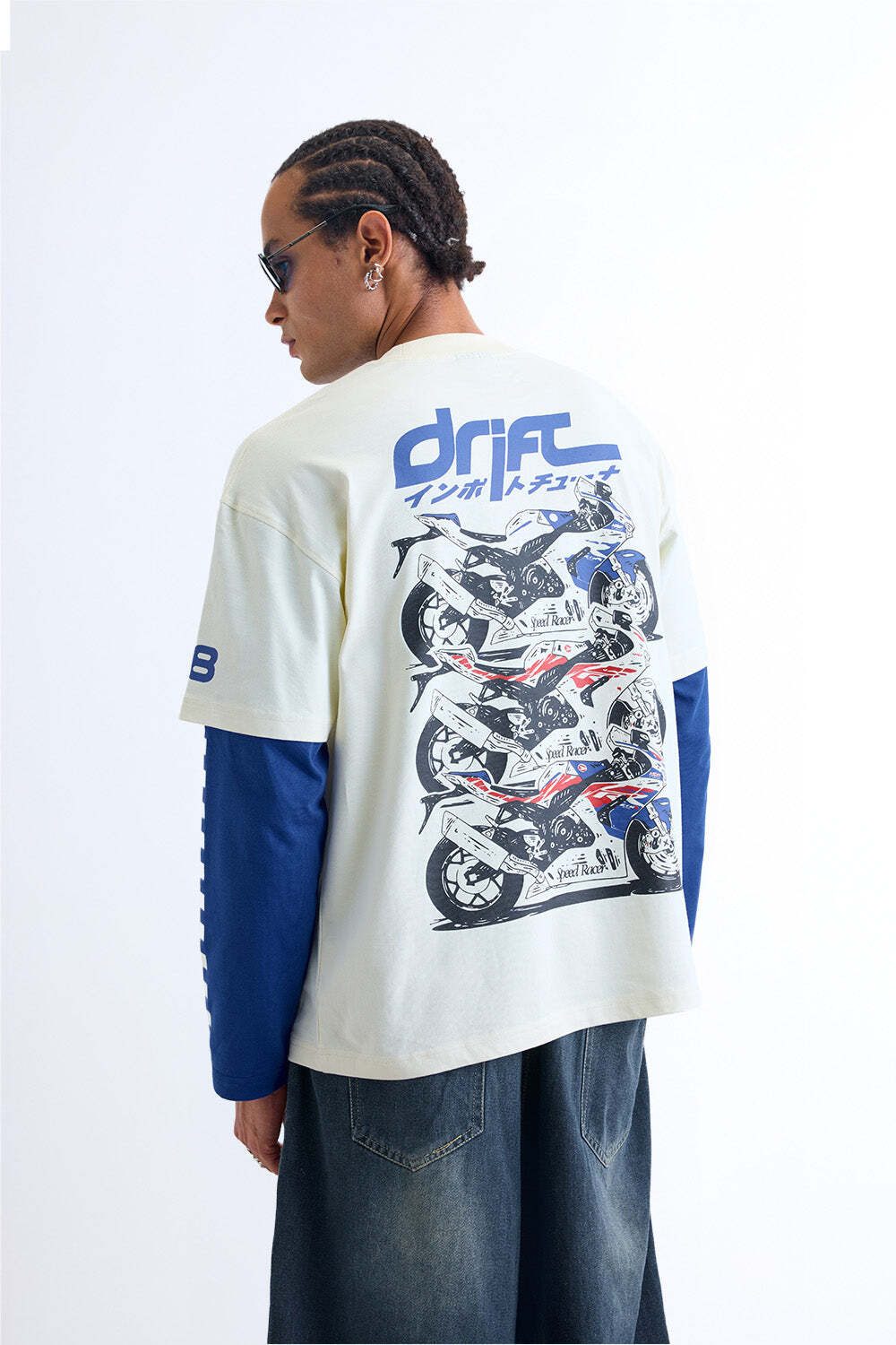 Image of Bonkers Corner Printed Men Round Neck White, Blue T-Shirt
