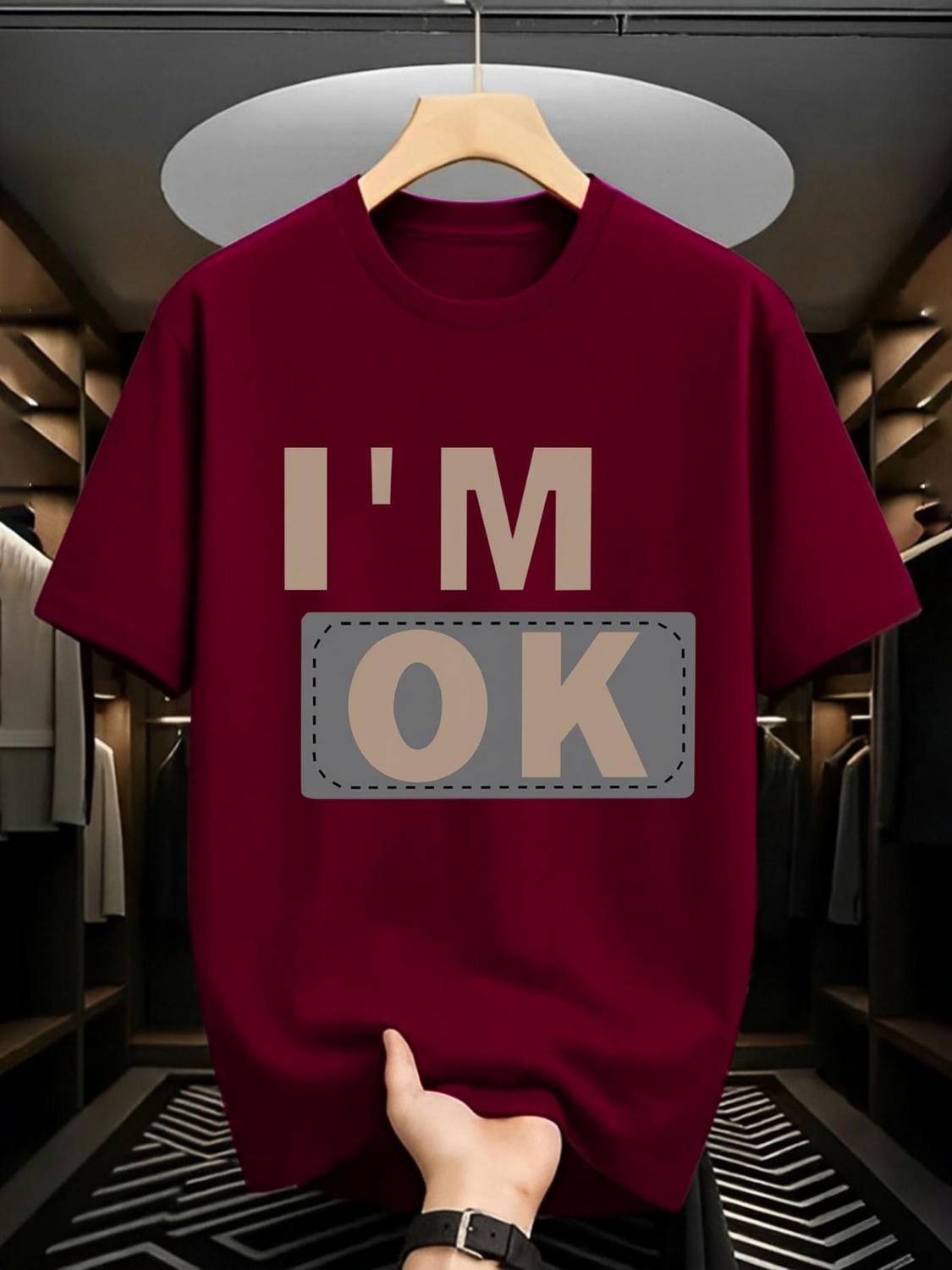 ENITOR Typography Men Maroon T-Shirt - Image 1