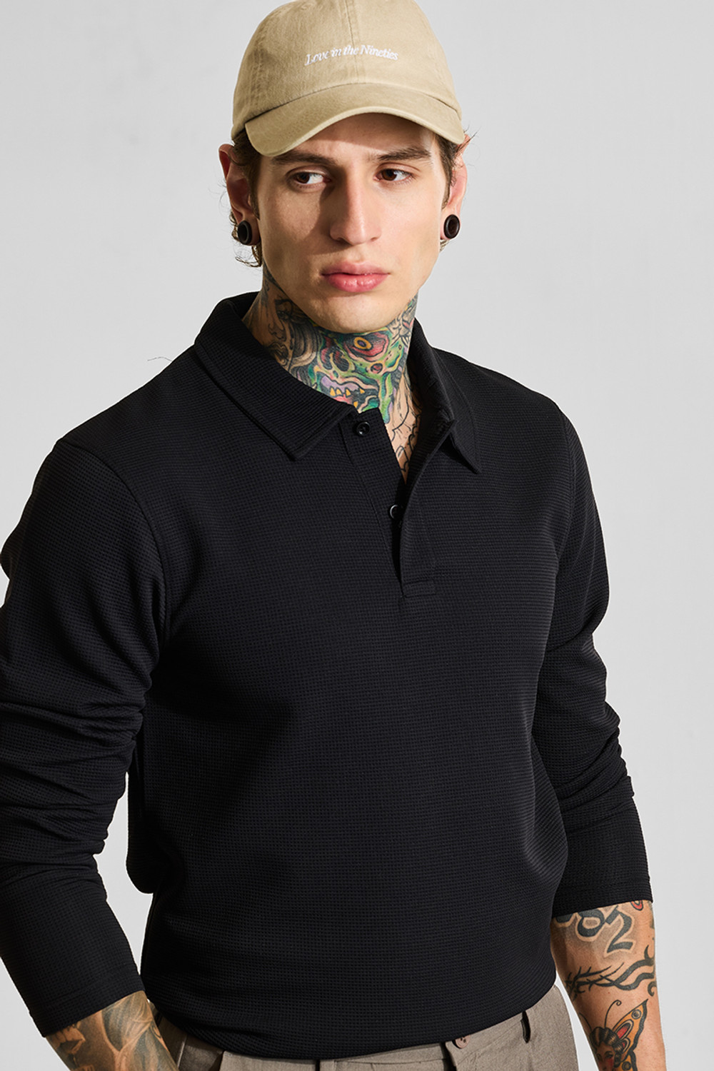 Image of Snitch Solid Men Polo Neck Black T-Shirt
