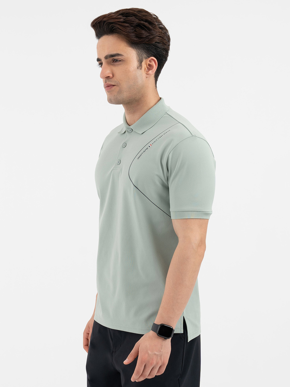 Image of RED TAPE Solid Men Polo Neck Light Green T-Shirt