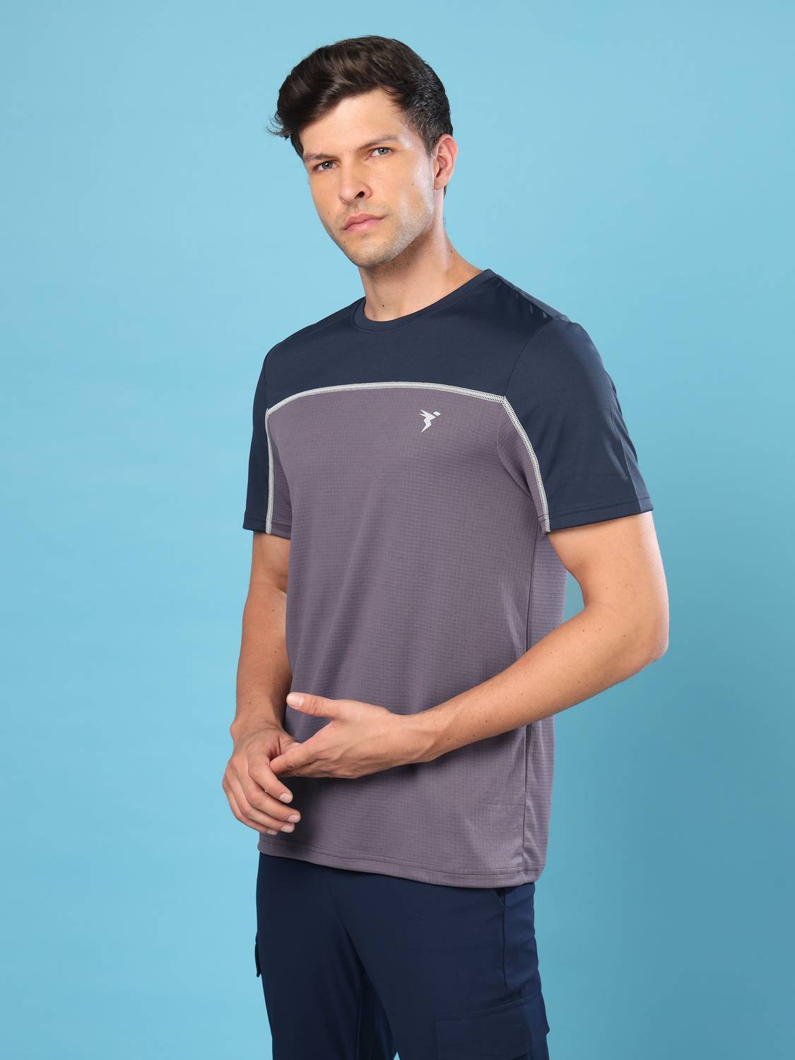 TECHNOSPORT Colorblock Purple T-Shirt - Image 3