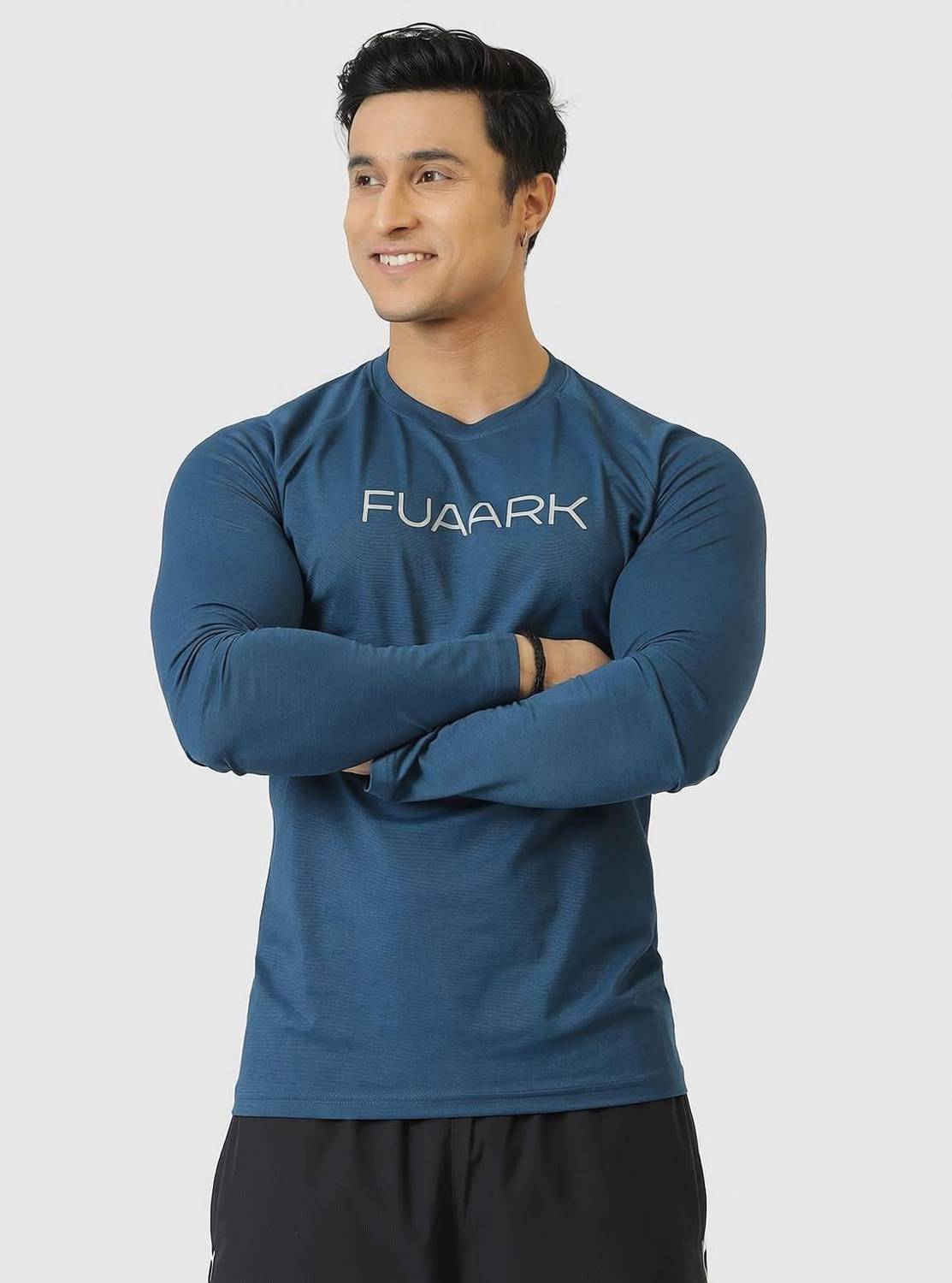 FuaarK Printed Men Round Neck Light Blue T-Shirt