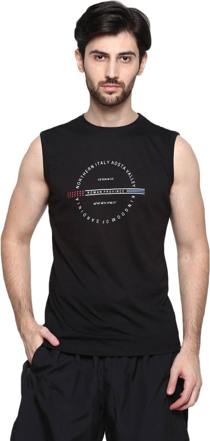 CANTABIL Printed Men Round Neck Black T-Shirt