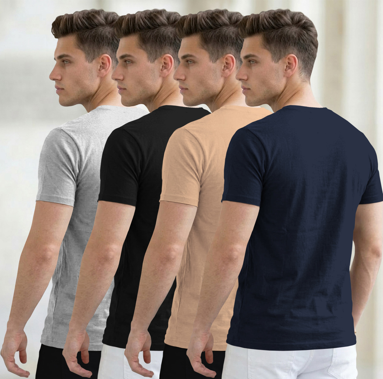 Image of Flipkart SmartBuy Solid Men Round Neck Multicolor T-Shirt