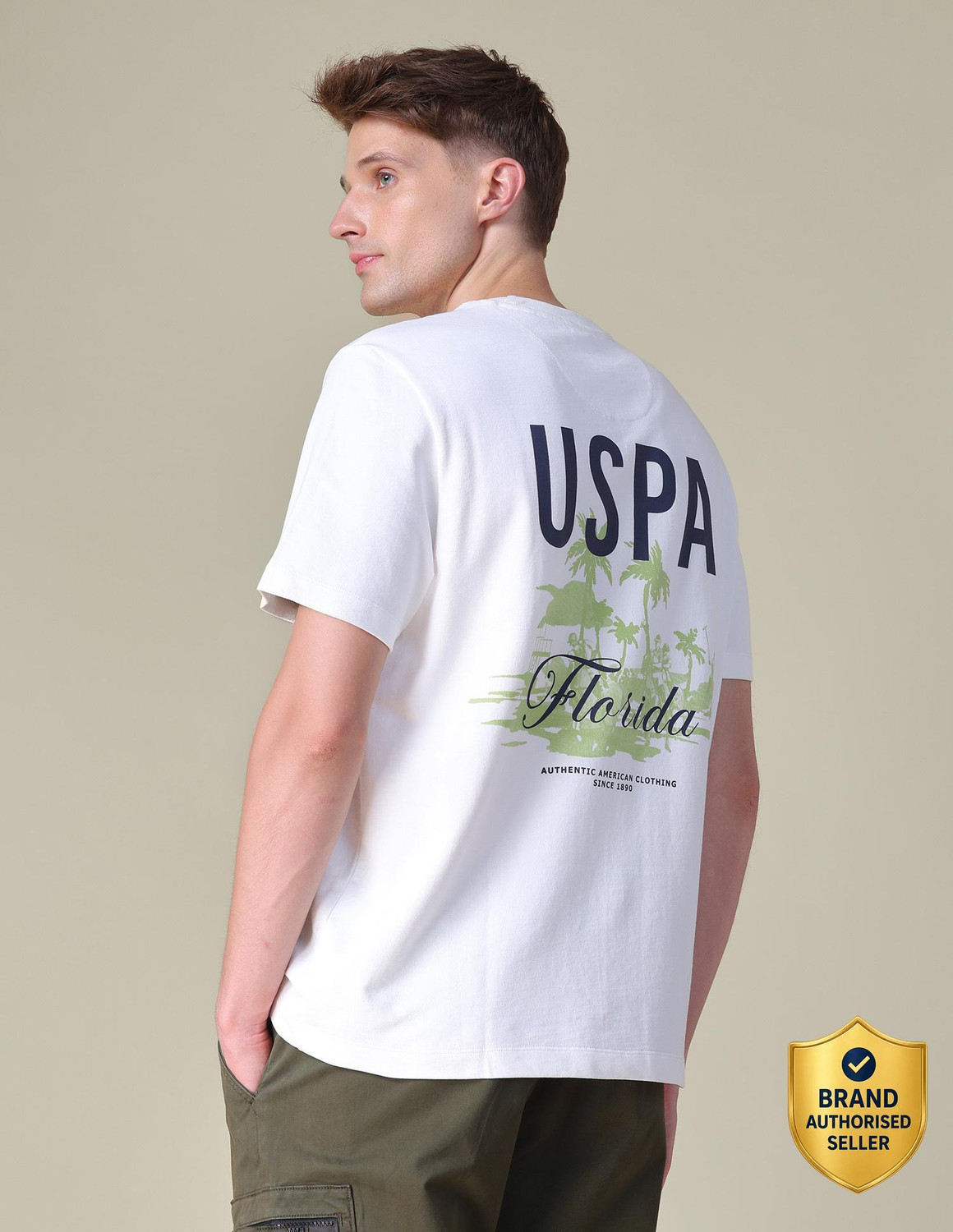 Image of U.S. Polo Assn. Denim Co. Printed Men Crew Neck White T-Shirt