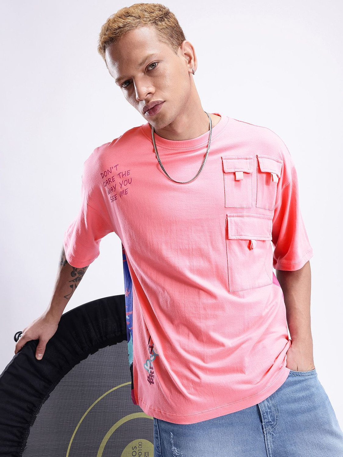 Image of Kook N Keech Printed Men Round Neck Pink T-Shirt