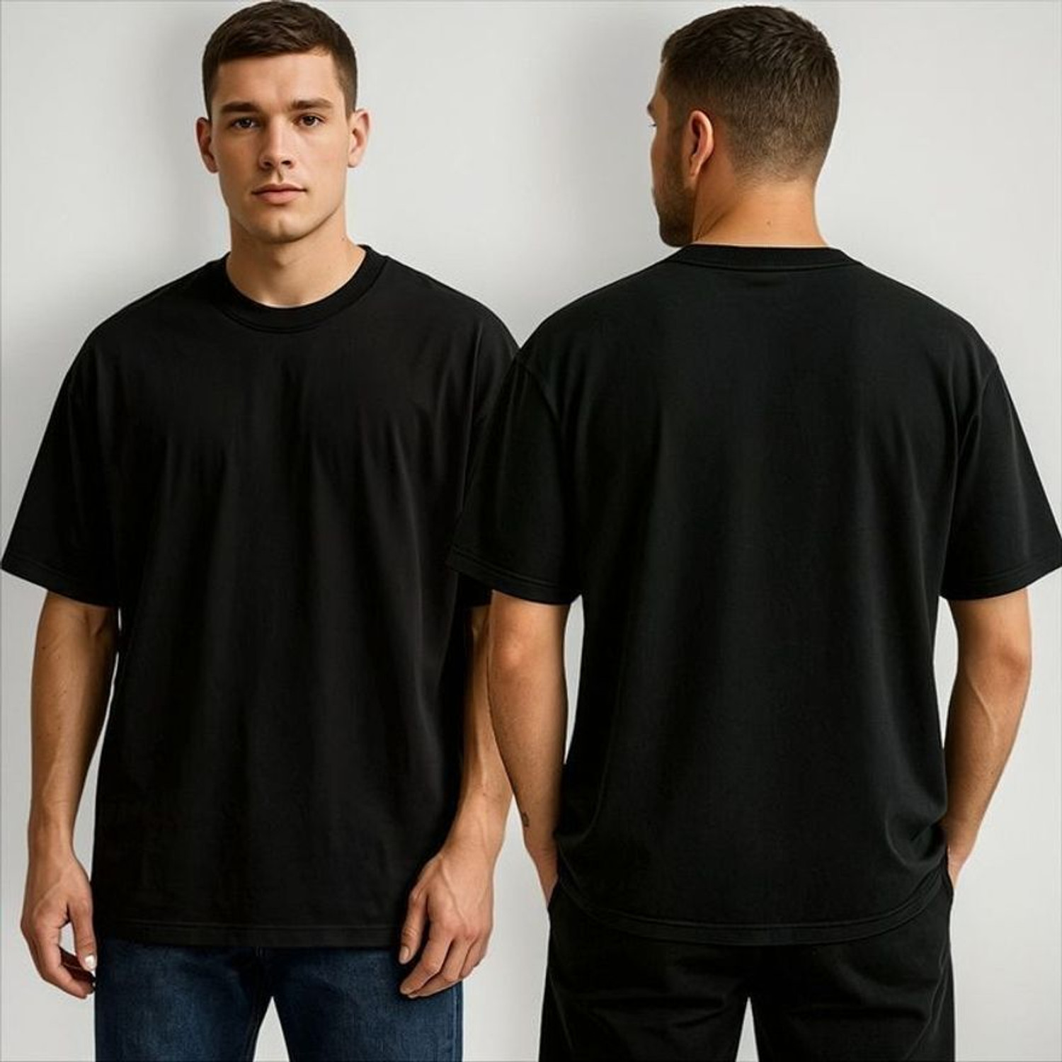 Image of THE INDIAN STITCH Solid Men Round Neck Black T-Shirt