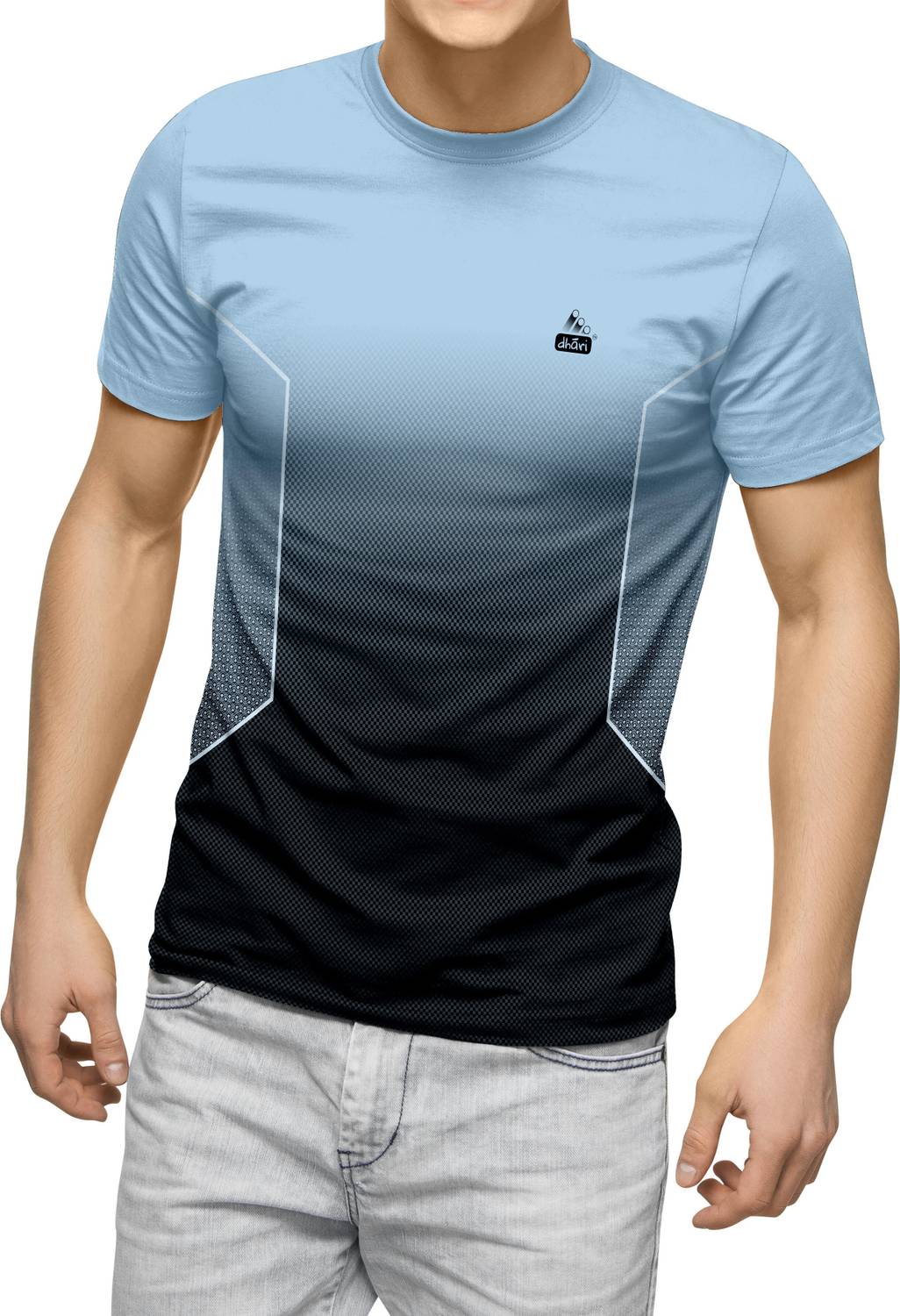 dhaari by unique creation Men Printed Round Neck Polyester Blue,