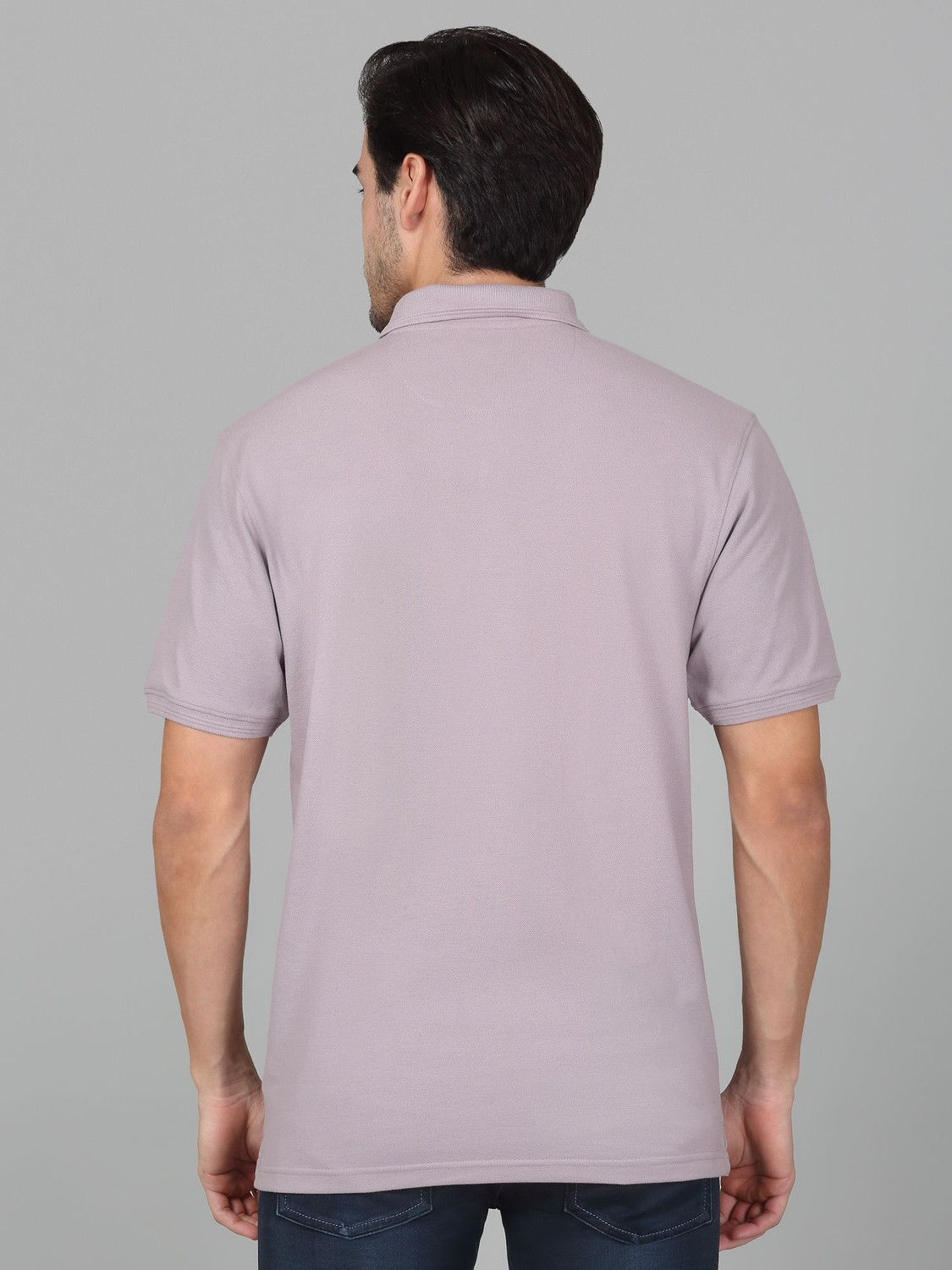 Image of CANTABIL Solid Men Polo Neck Purple T-Shirt