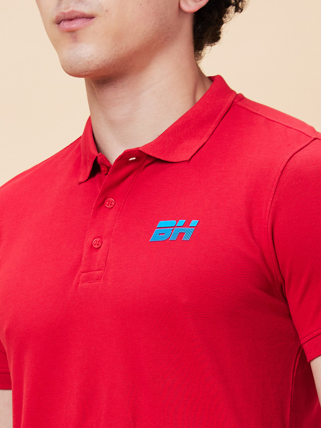 Image of BEING HUMAN Solid Men Polo Neck Red T-Shirt