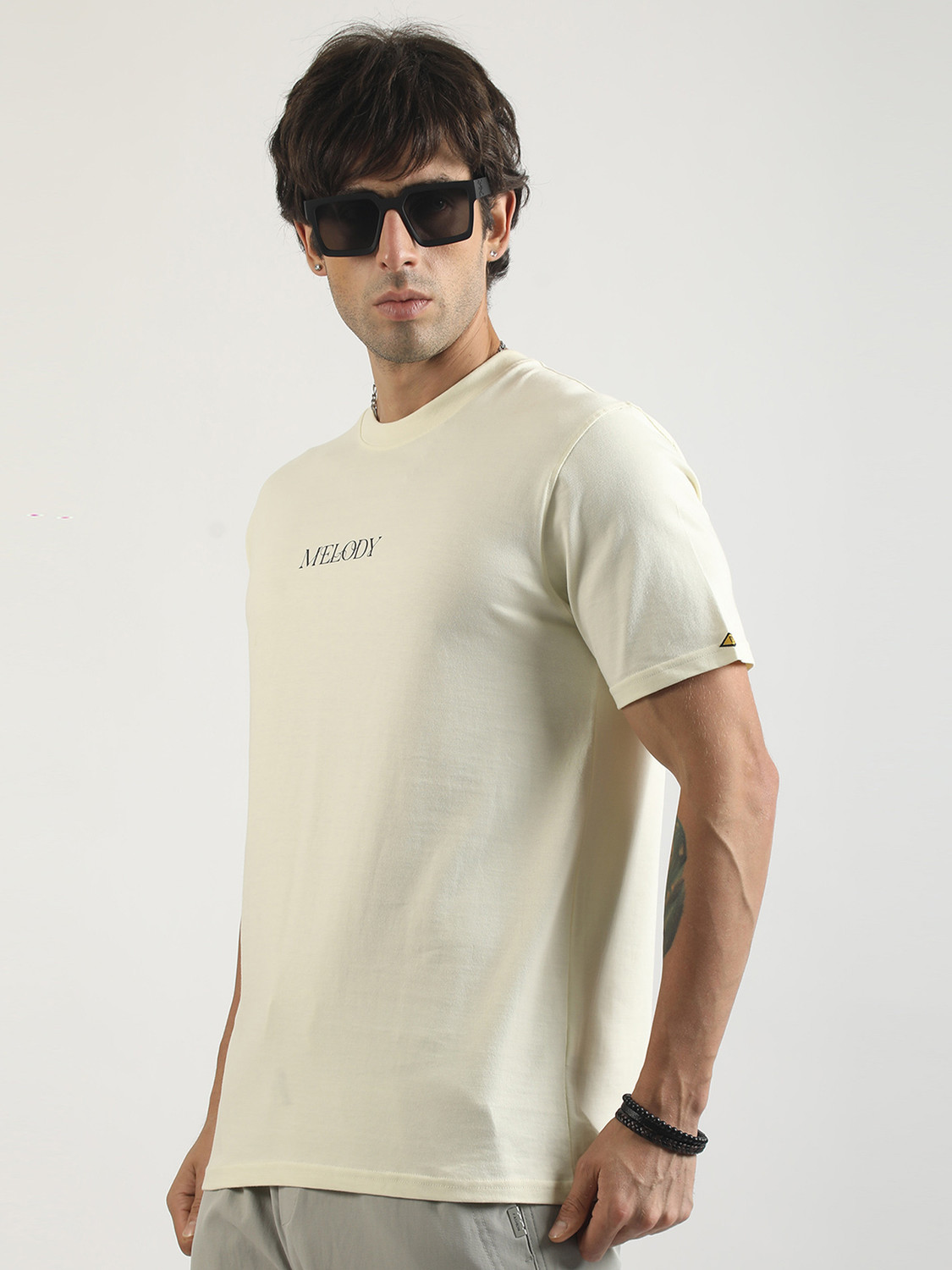 Image of MANIAC Men Printed Round Neck Pure Cotton White, Black, Green T-Shirt