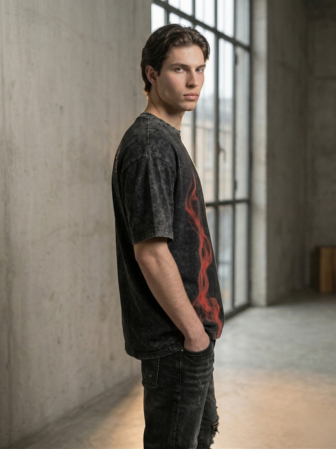 Image of SKRATS Printed Men Round Neck Black T-Shirt