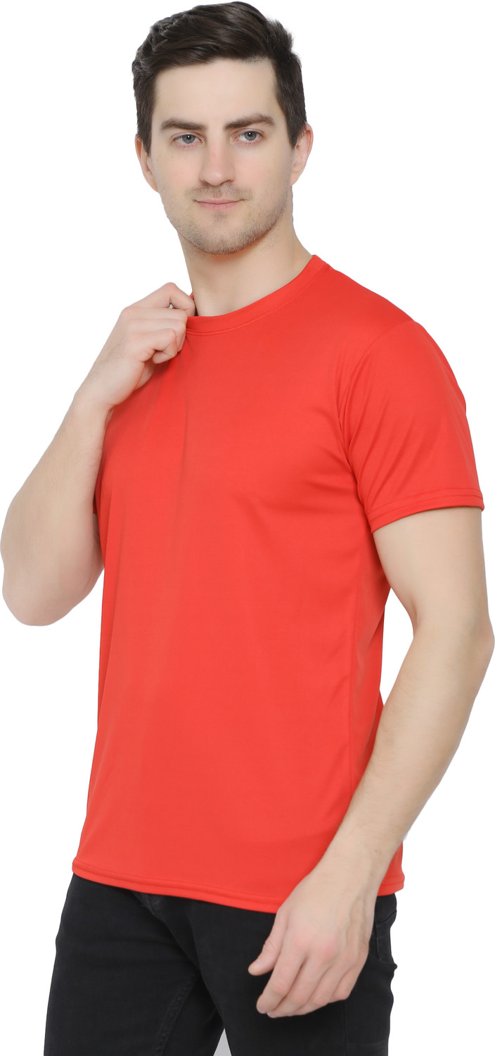 Image of KEOTI Solid Men Round Neck Red T-Shirt