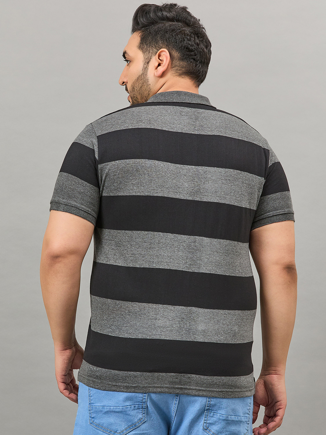 Image of Austivo Striped Men Polo Neck Multicolor T-Shirt
