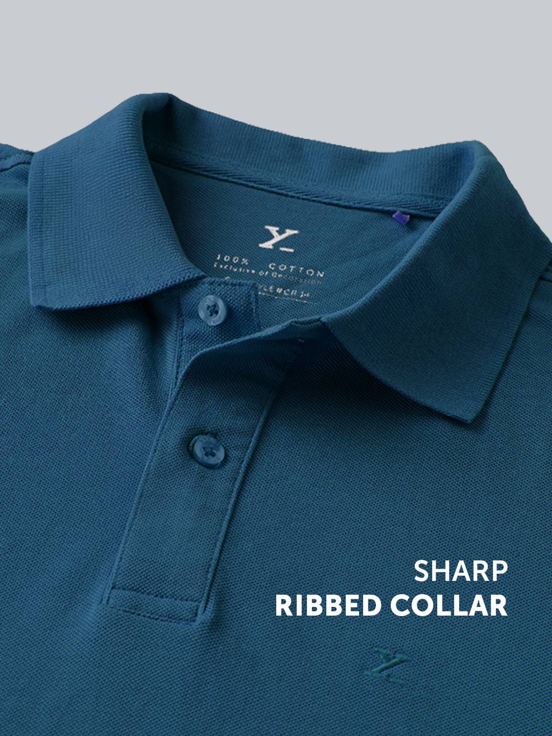 XYXX Solid Men Polo Neck Blue T-Shirt Pack of 1 - Image 4