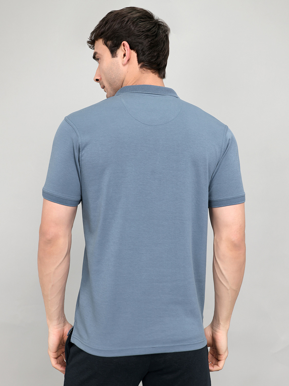 Image of MONTE CARLO Solid Men Polo Neck Blue T-Shirt