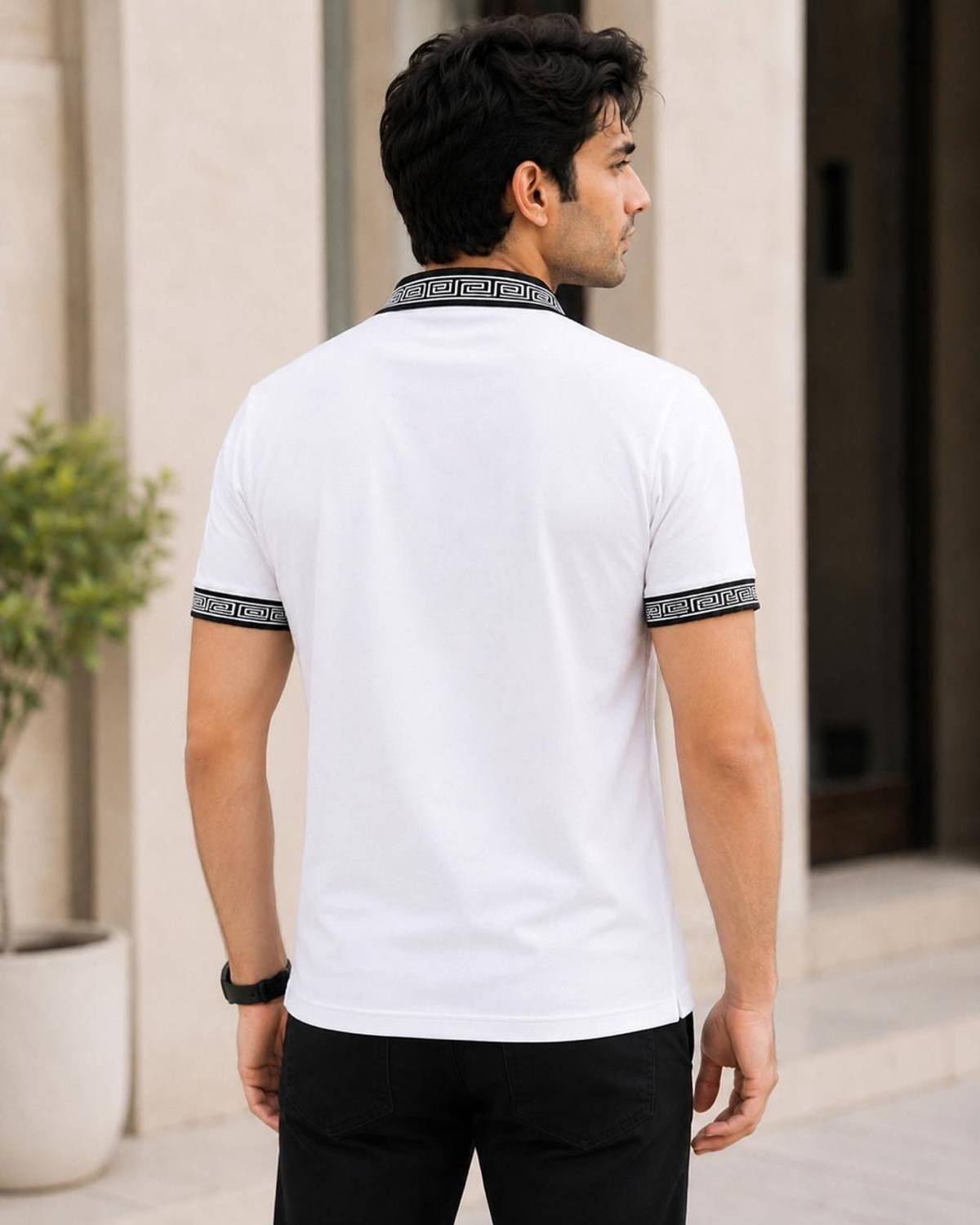 Lionlook Printed Men Polo Neck Black T-Shirt - Image 3
