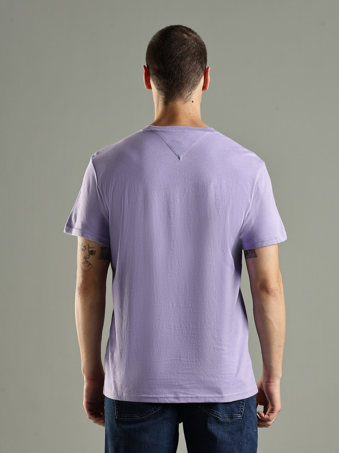 Image of TOMMY HILFIGER Solid Men Round Neck Purple T-Shirt