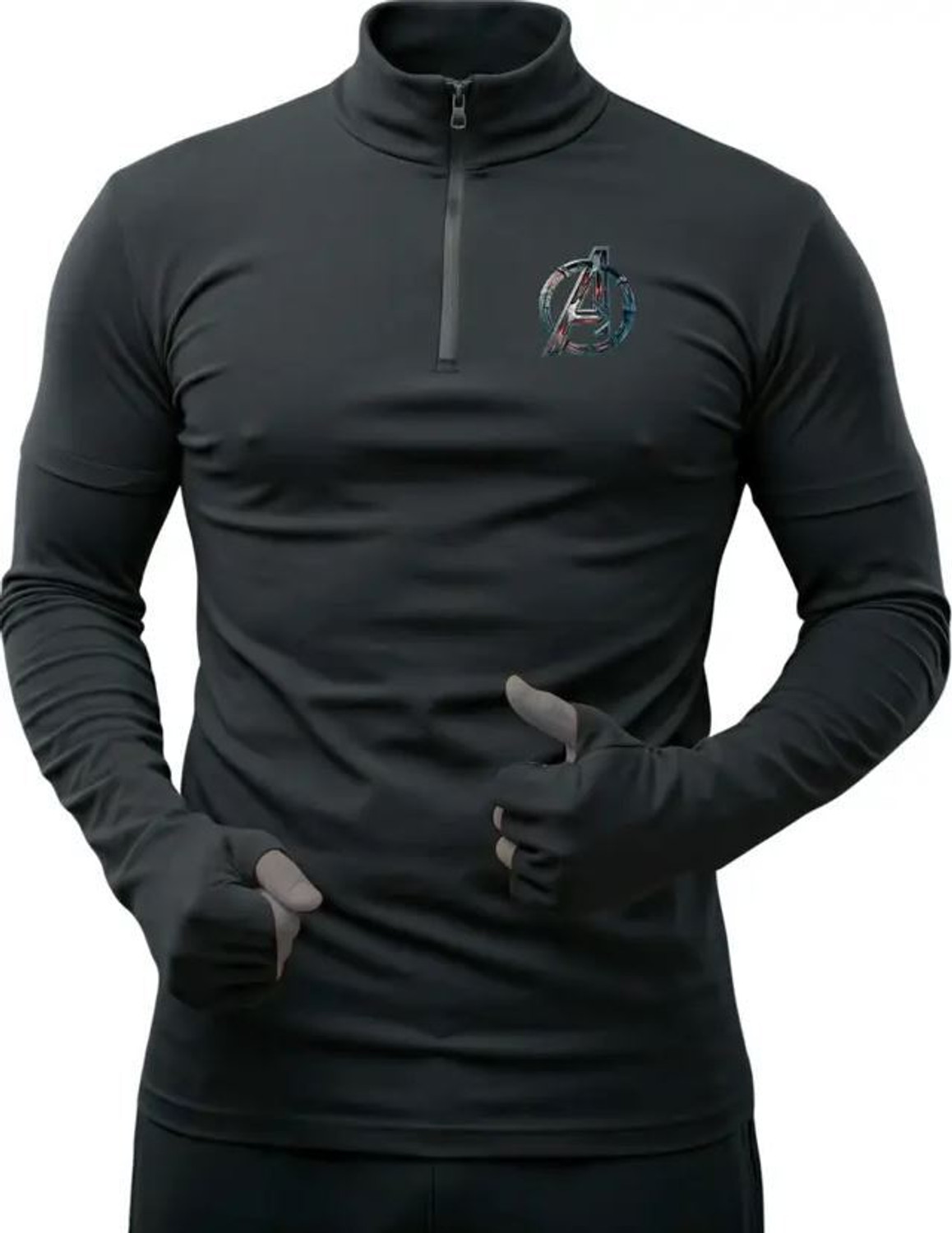 Image of Adabsha Solid Men Zip Neck Black T-Shirt