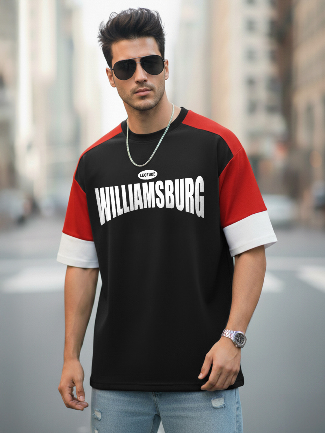 Image of Leotude Printed Men Round Neck Multicolor T-Shirt